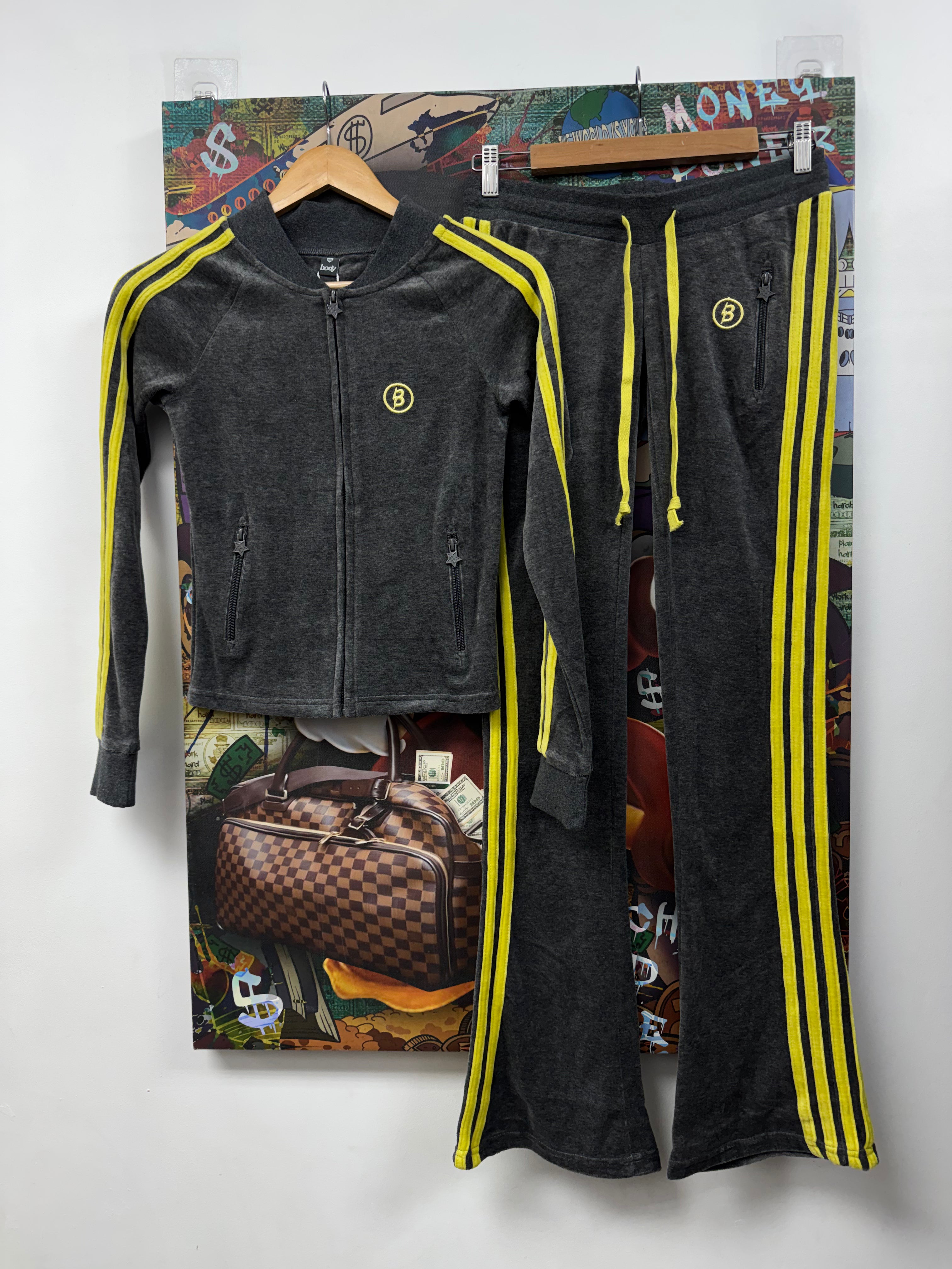 Body By Raven Charcoal Velour Track Suit