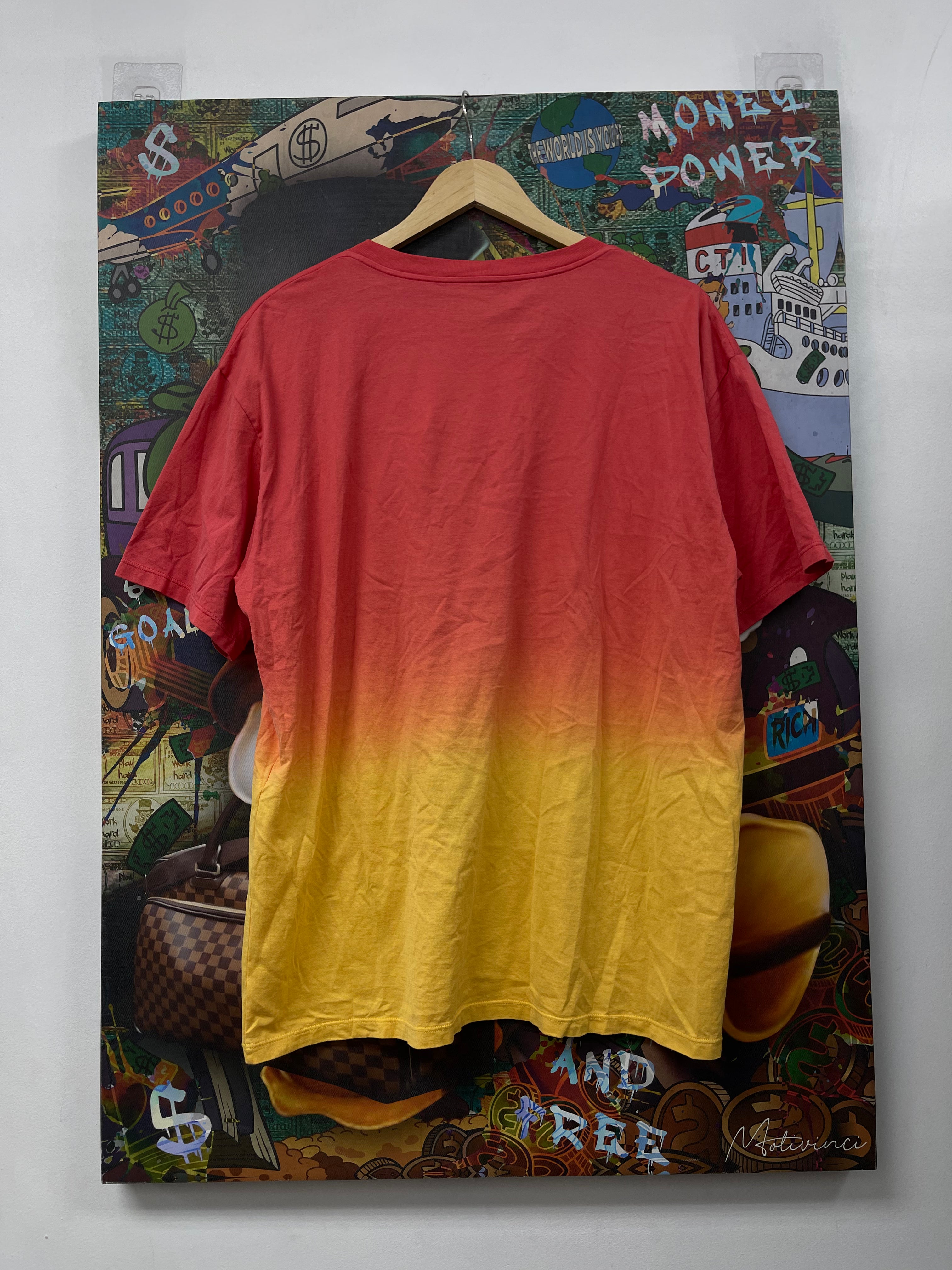Celine Pink Yellow Chest Logo Tee