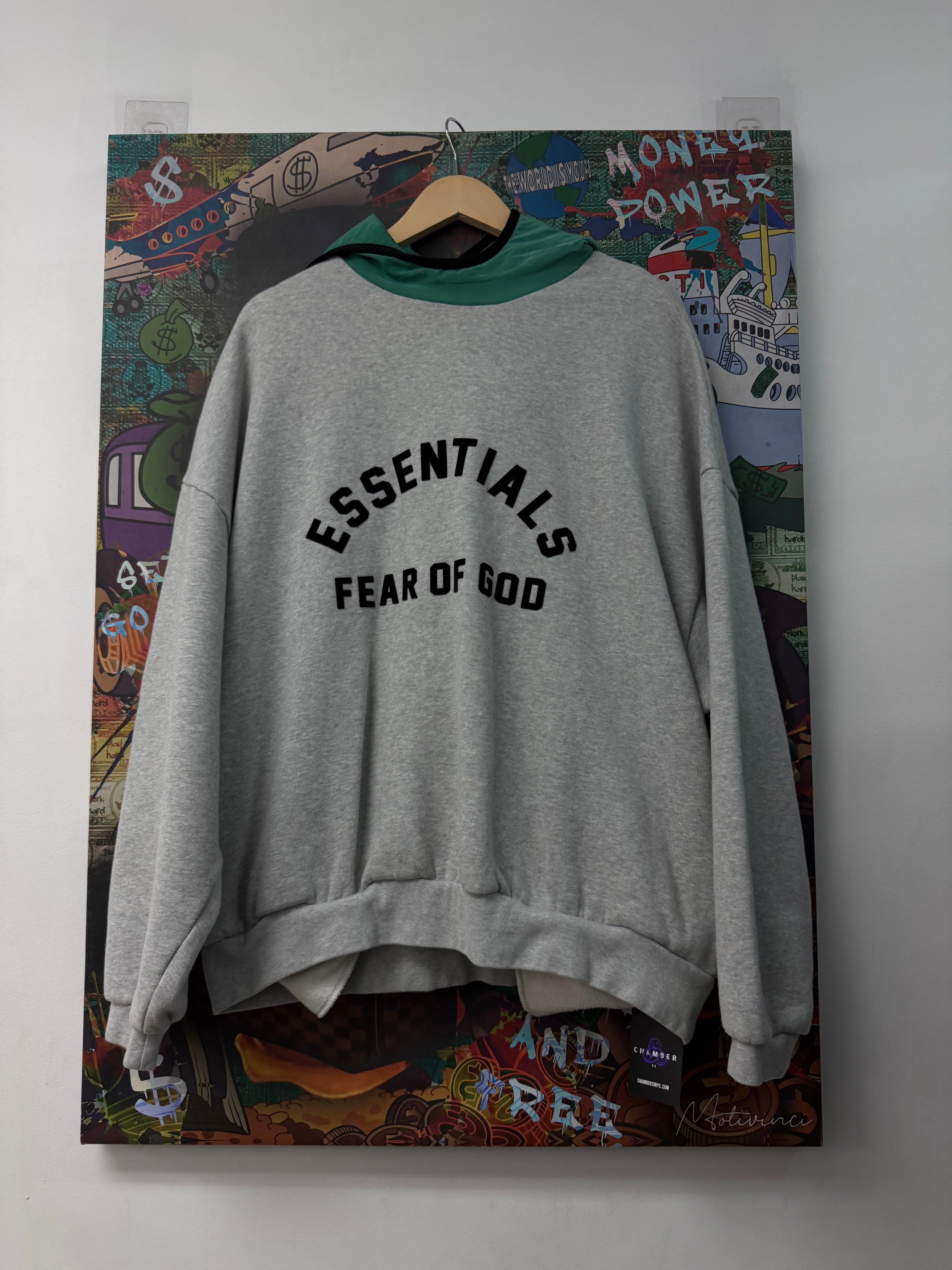 Essentials Grey Mint Nylon Hood Hoodie