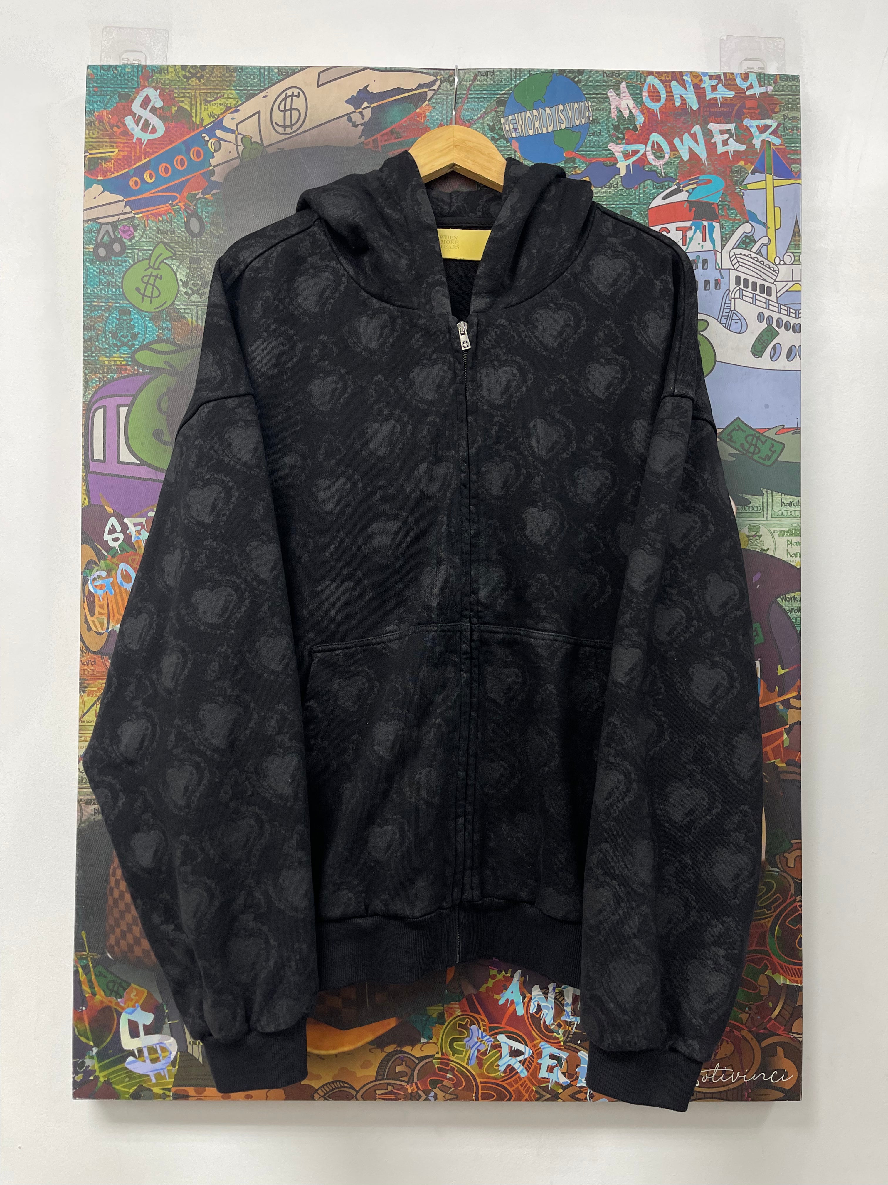 When Smoke Clears Black Monogram Zip Up