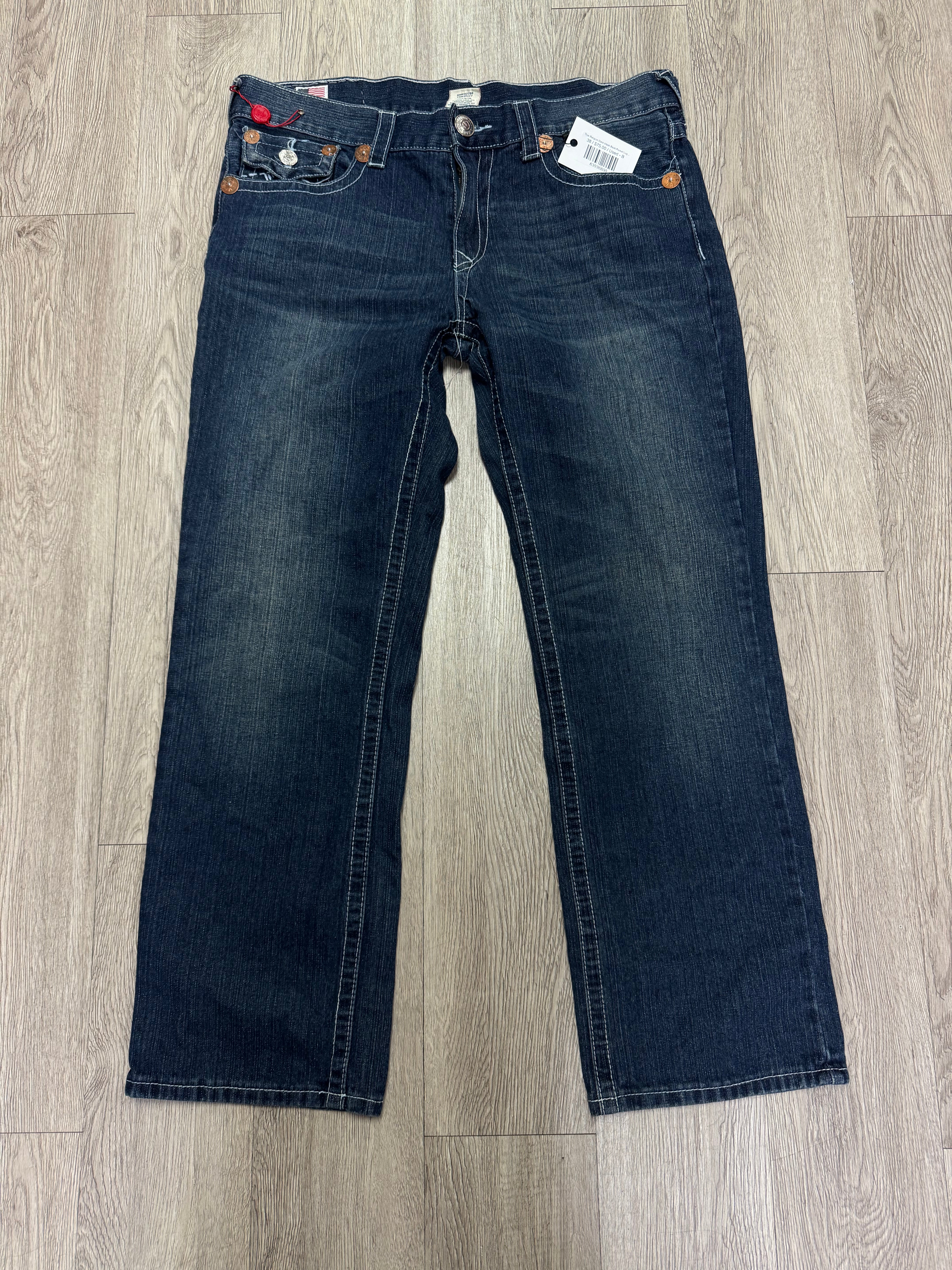 True Religion Dark Wash Back Pocket Logo Jeans