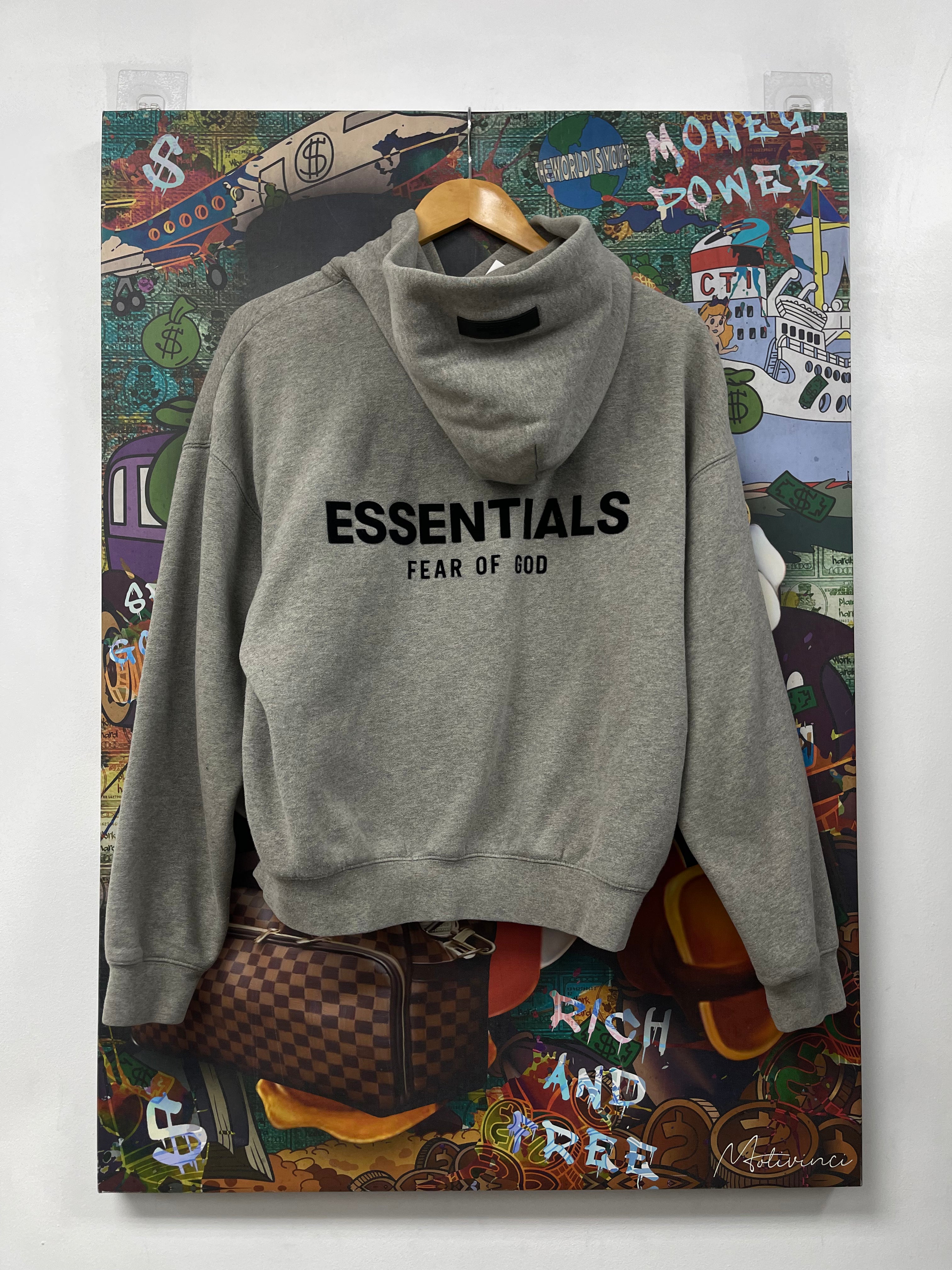 Essentials Cream Black Hoodie