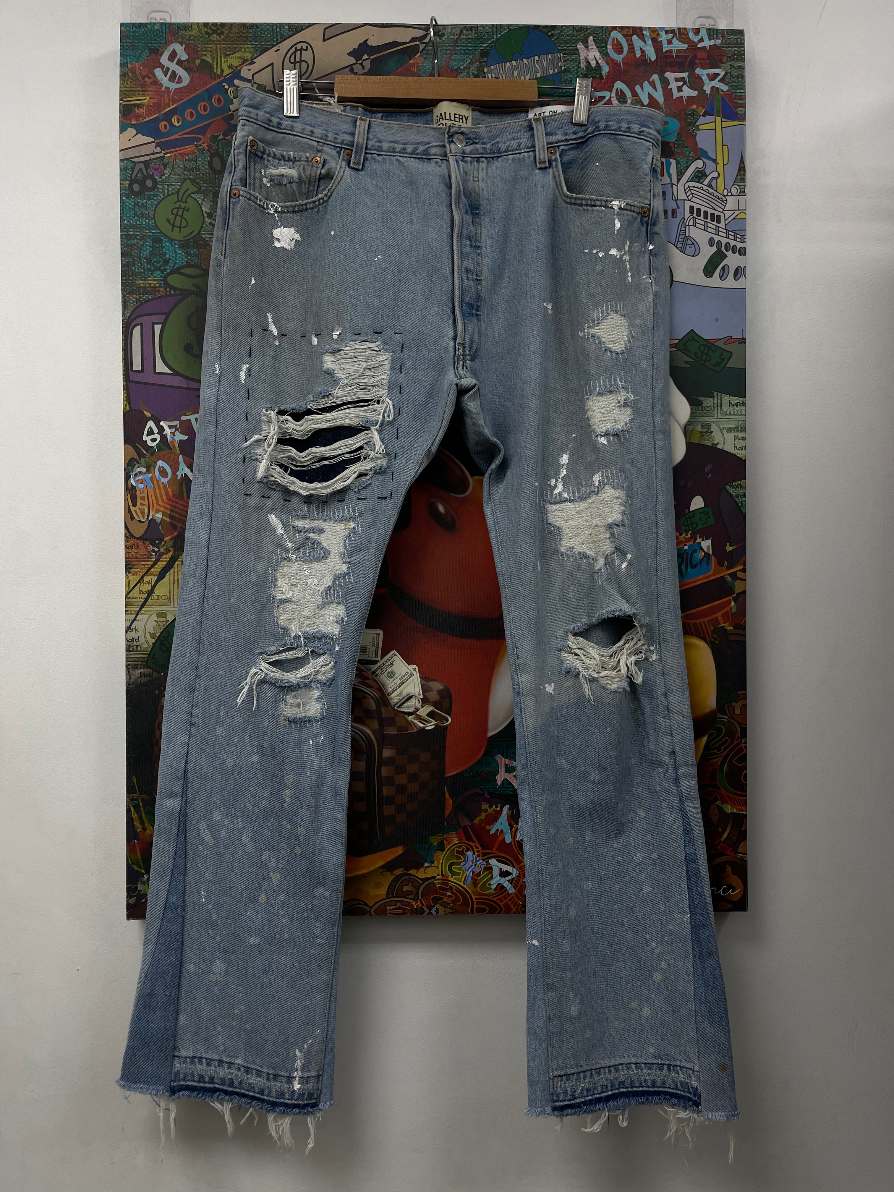 Gallery Dept Light Wash Distressed Flared Jeans