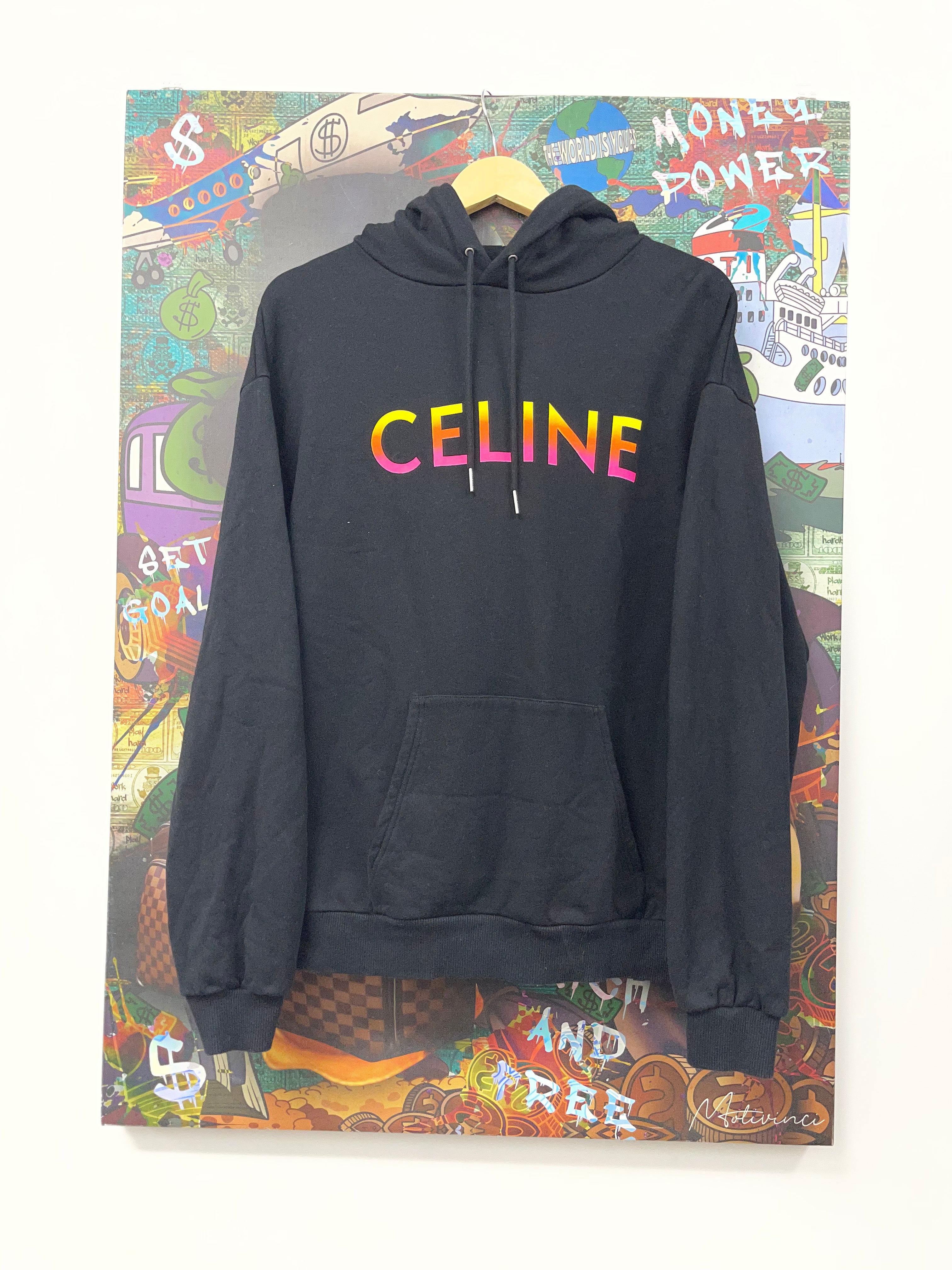Celine Black Yellow Pink Gradient Hoodie