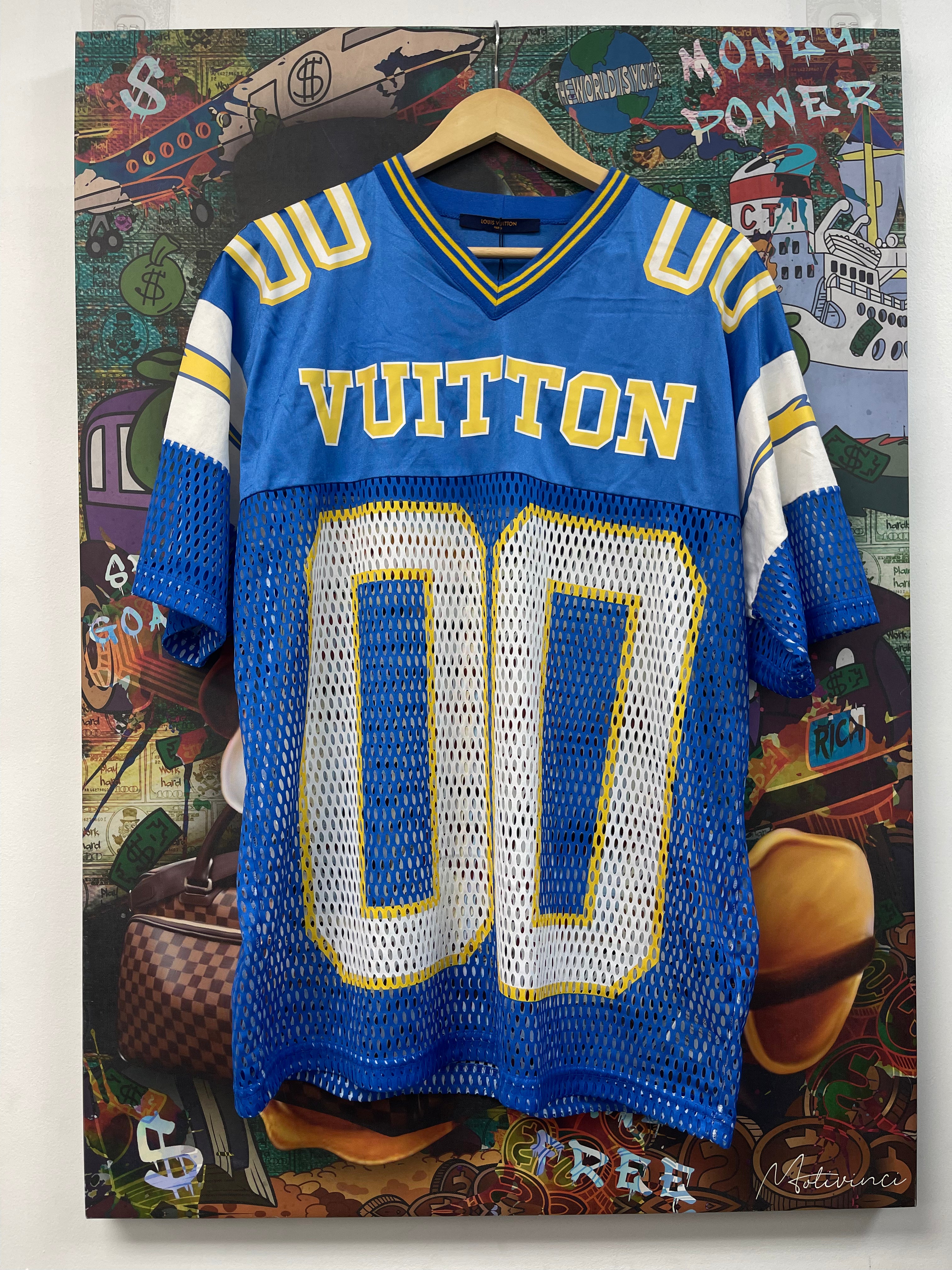 Louis Vuitton Blue White Mesh Jersey