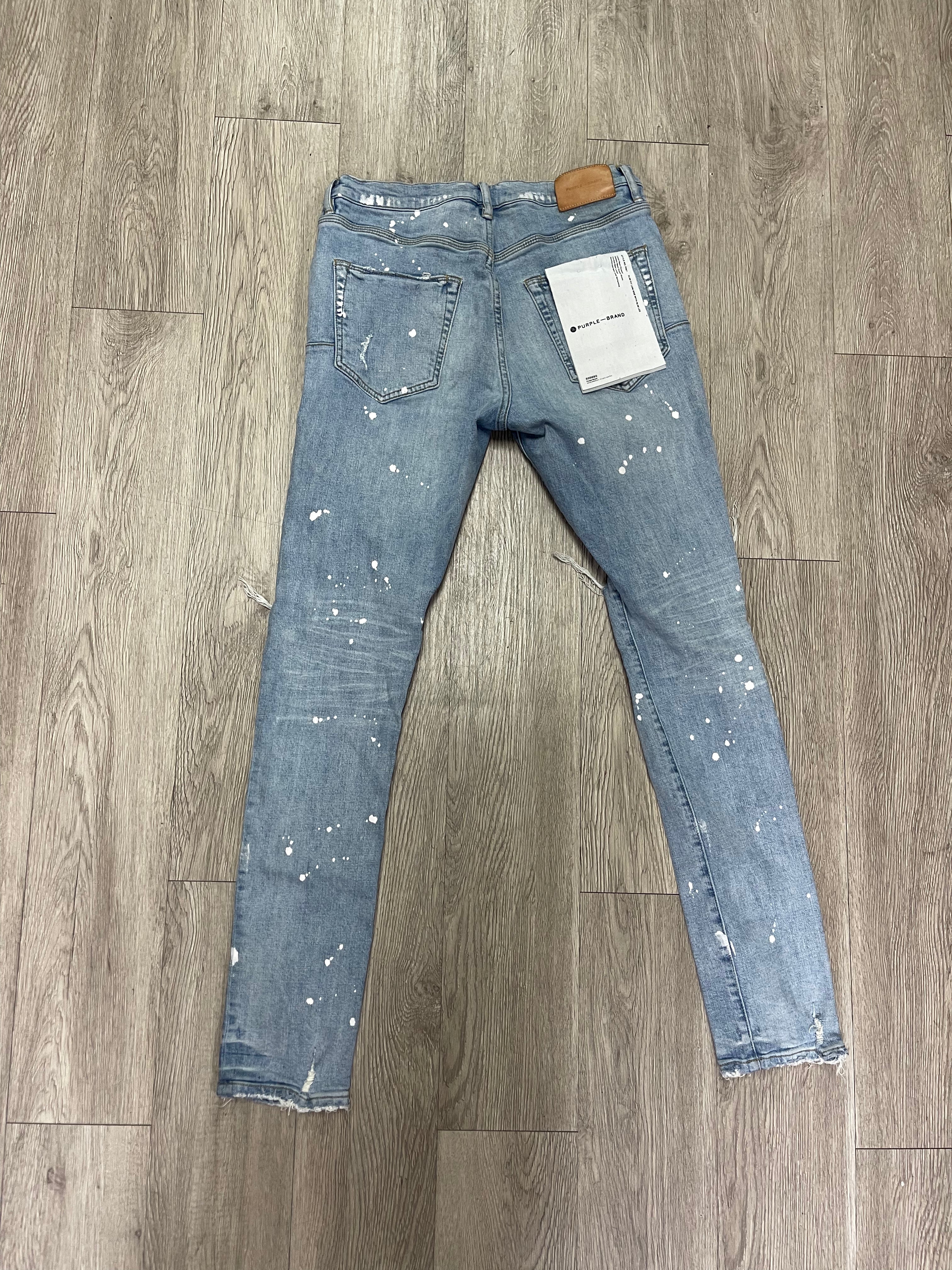 Purple Brand Light Wash Paint Splatter Jeans