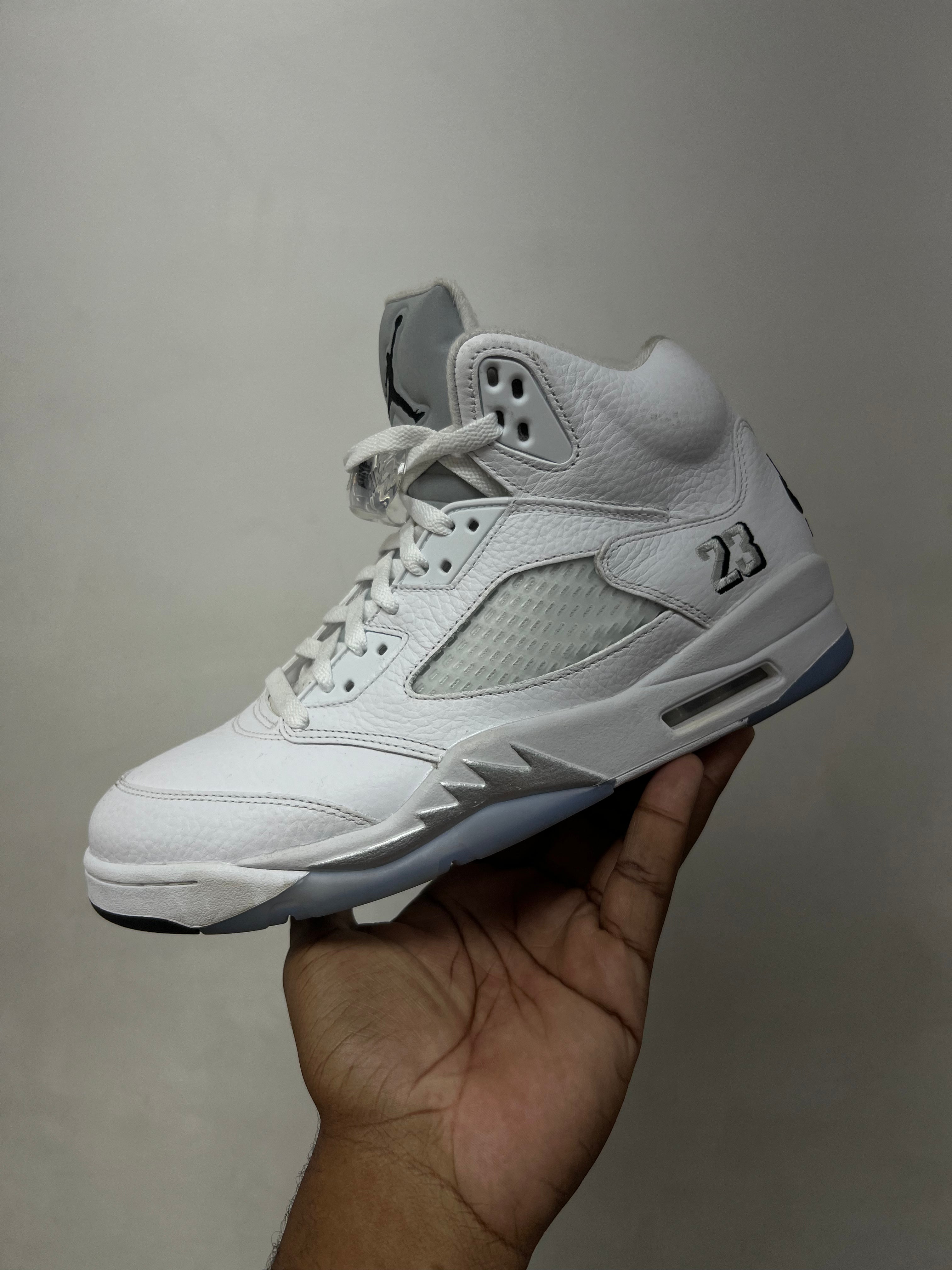 Jordan 5 White Metallic Sneakers