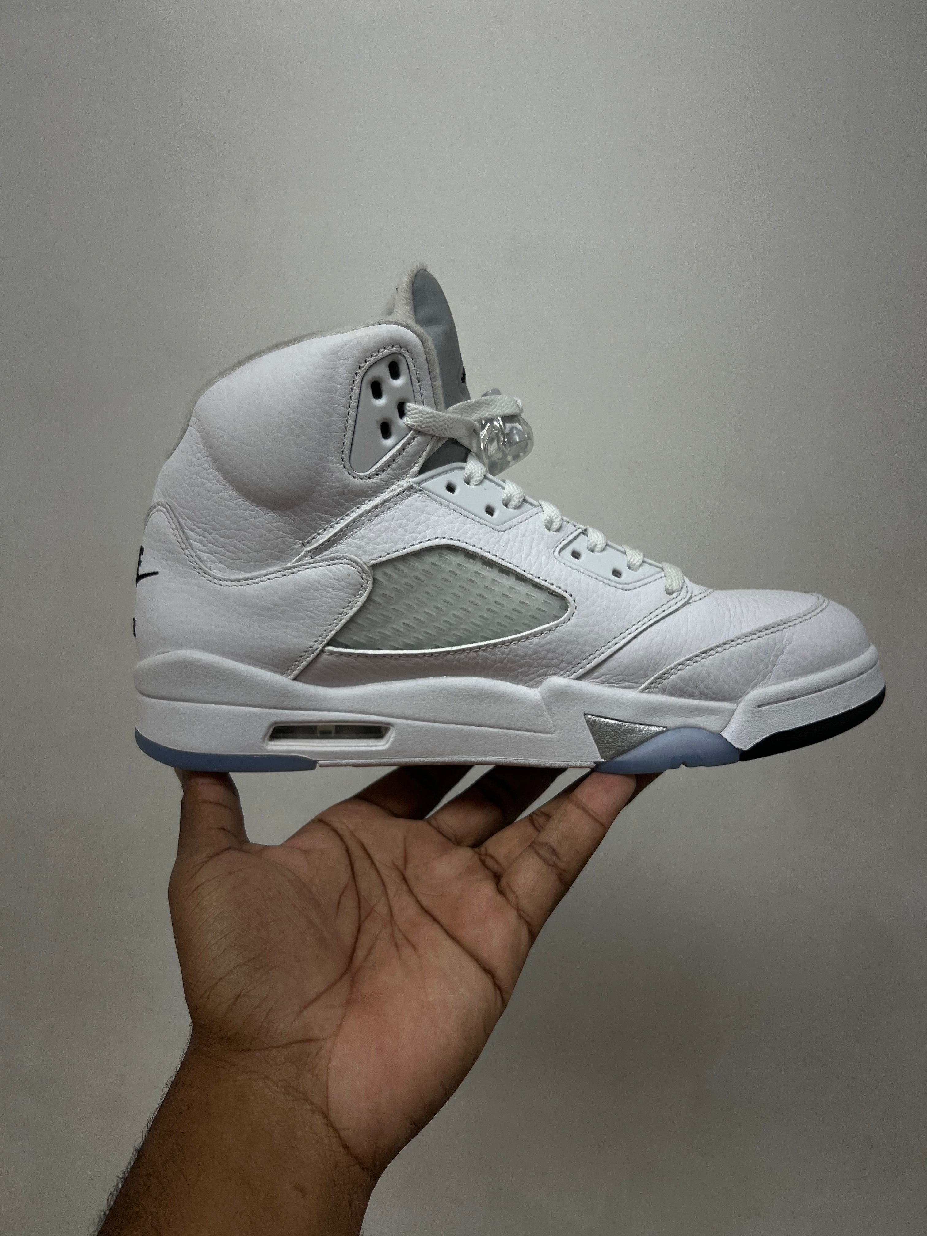 Jordan 5 White Metallic Sneakers