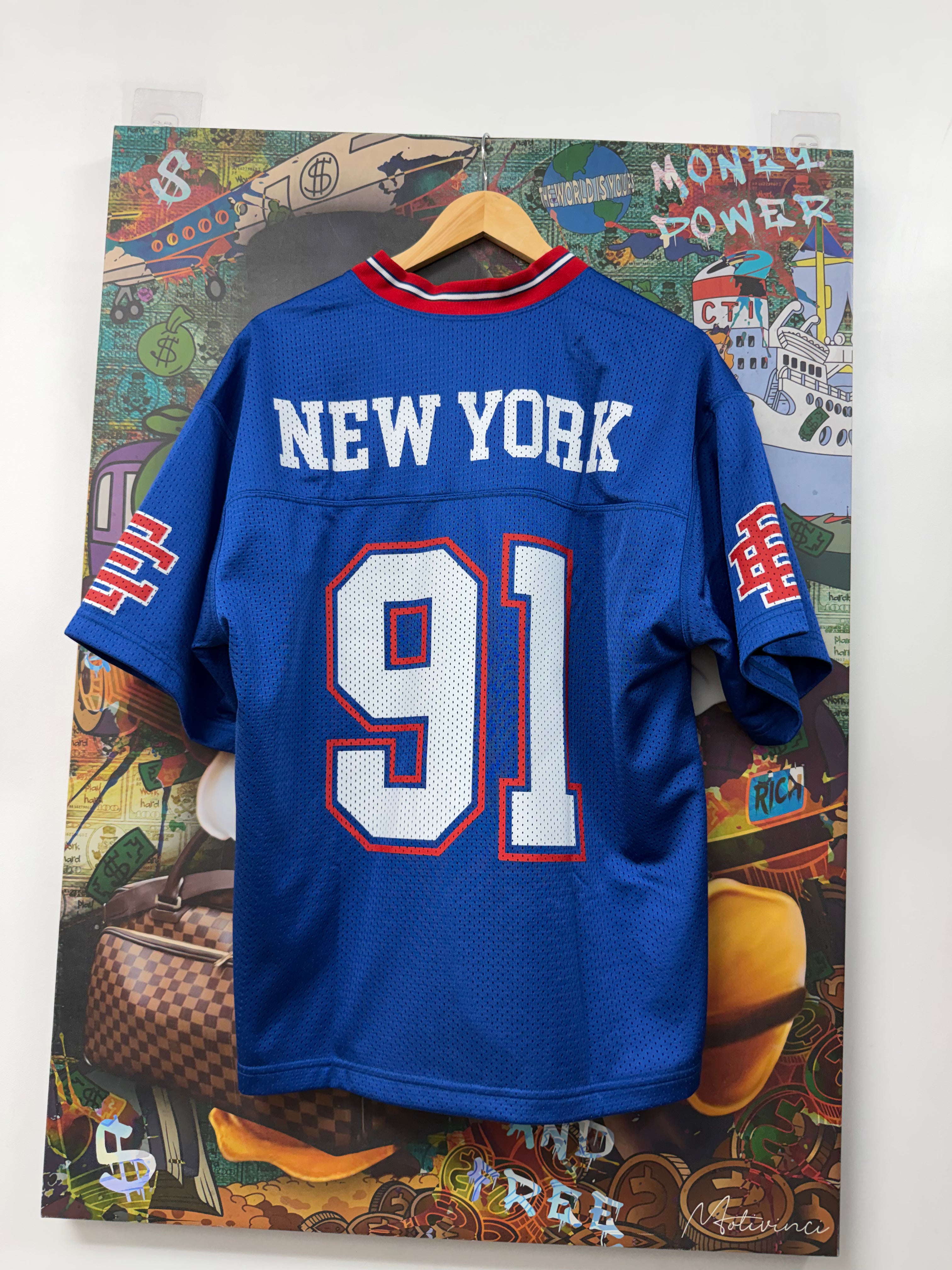 Eric Emanuel Blue Red Football Jersey