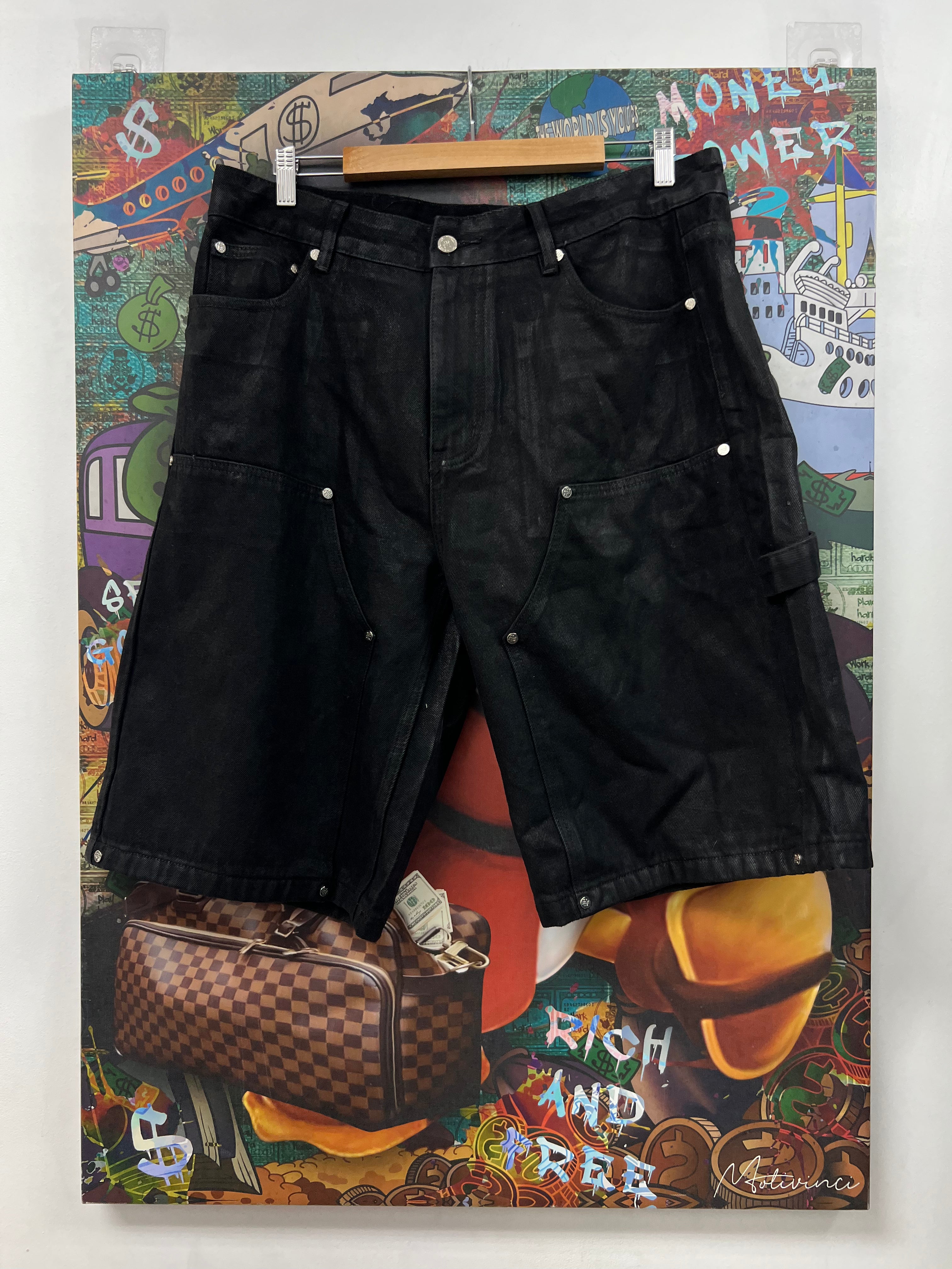 Mixed Emotion Black Wax Shorts