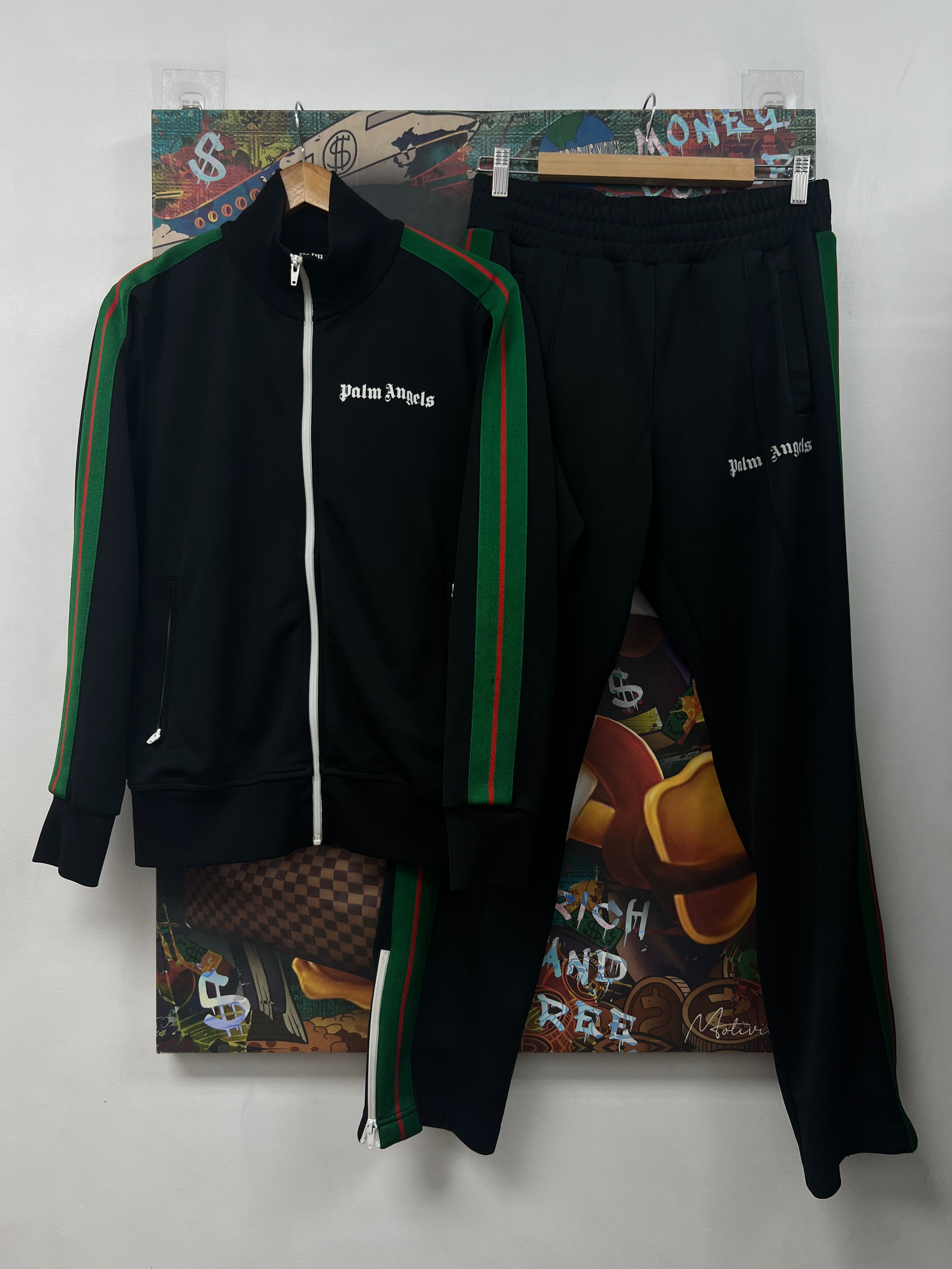 Palm Angels Black Green Red Stripe Track Suit