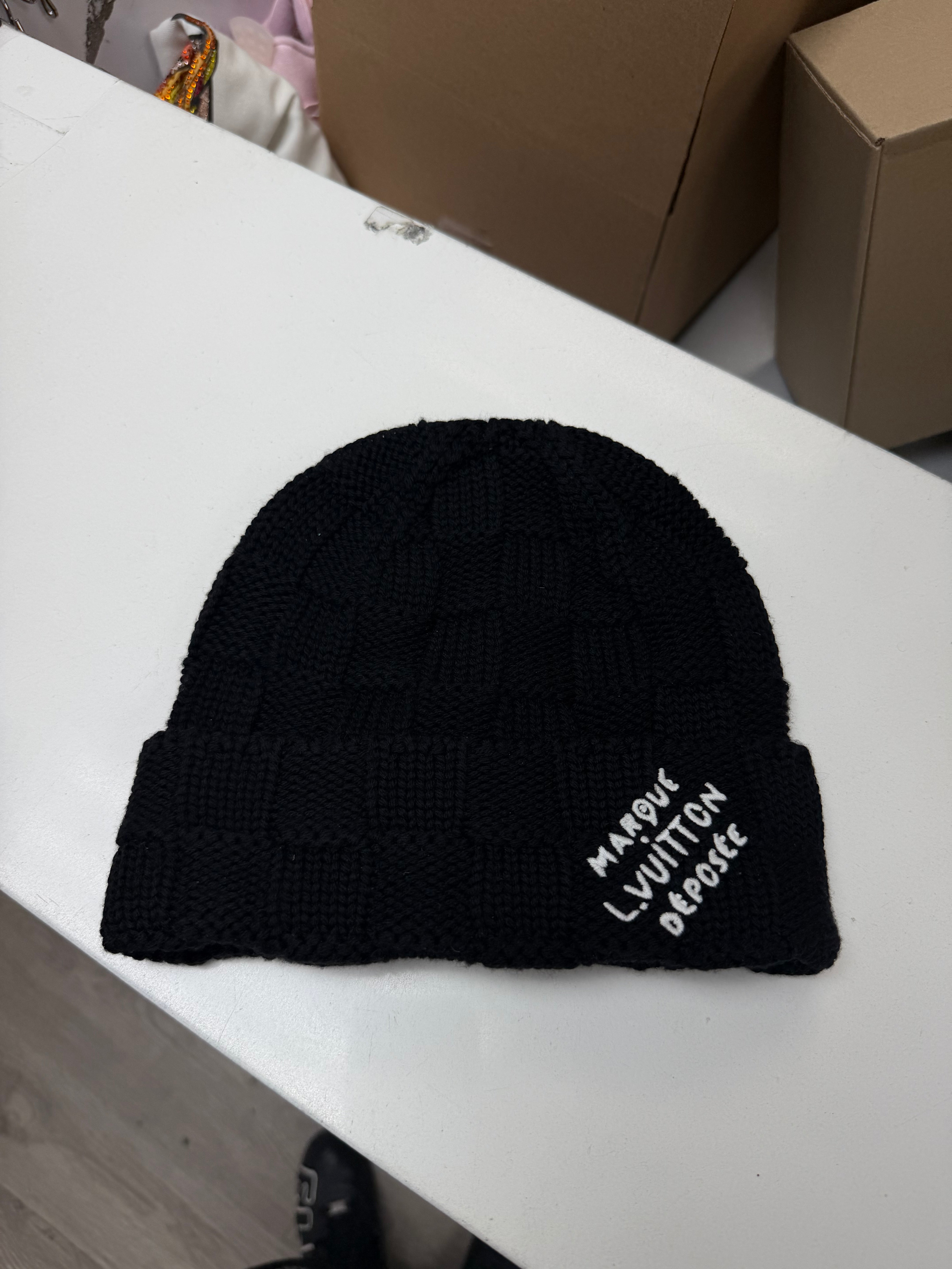 Louis Vuitton Black White Marque Beanie
