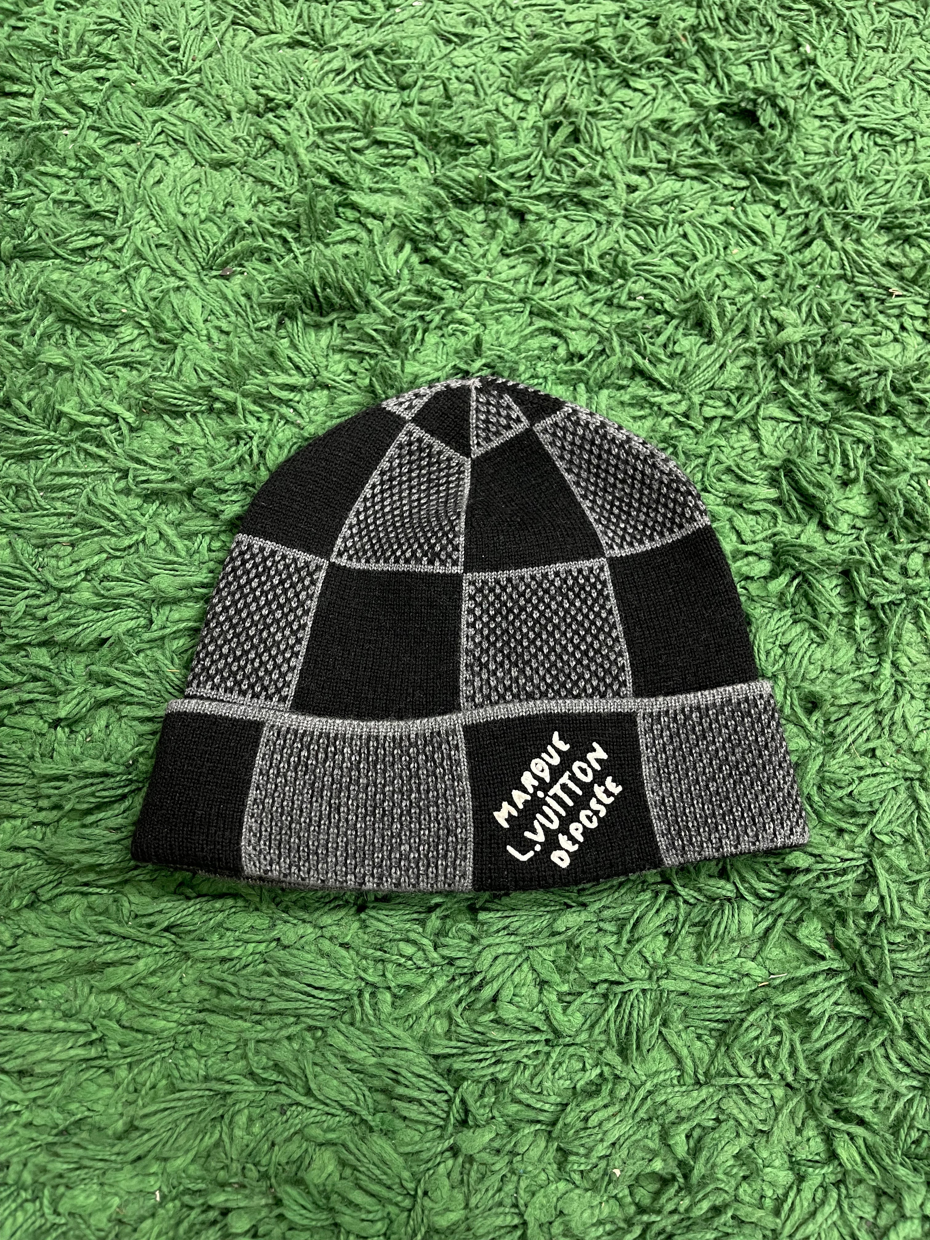 Louis Vuitton Black Damier Marque Beanie