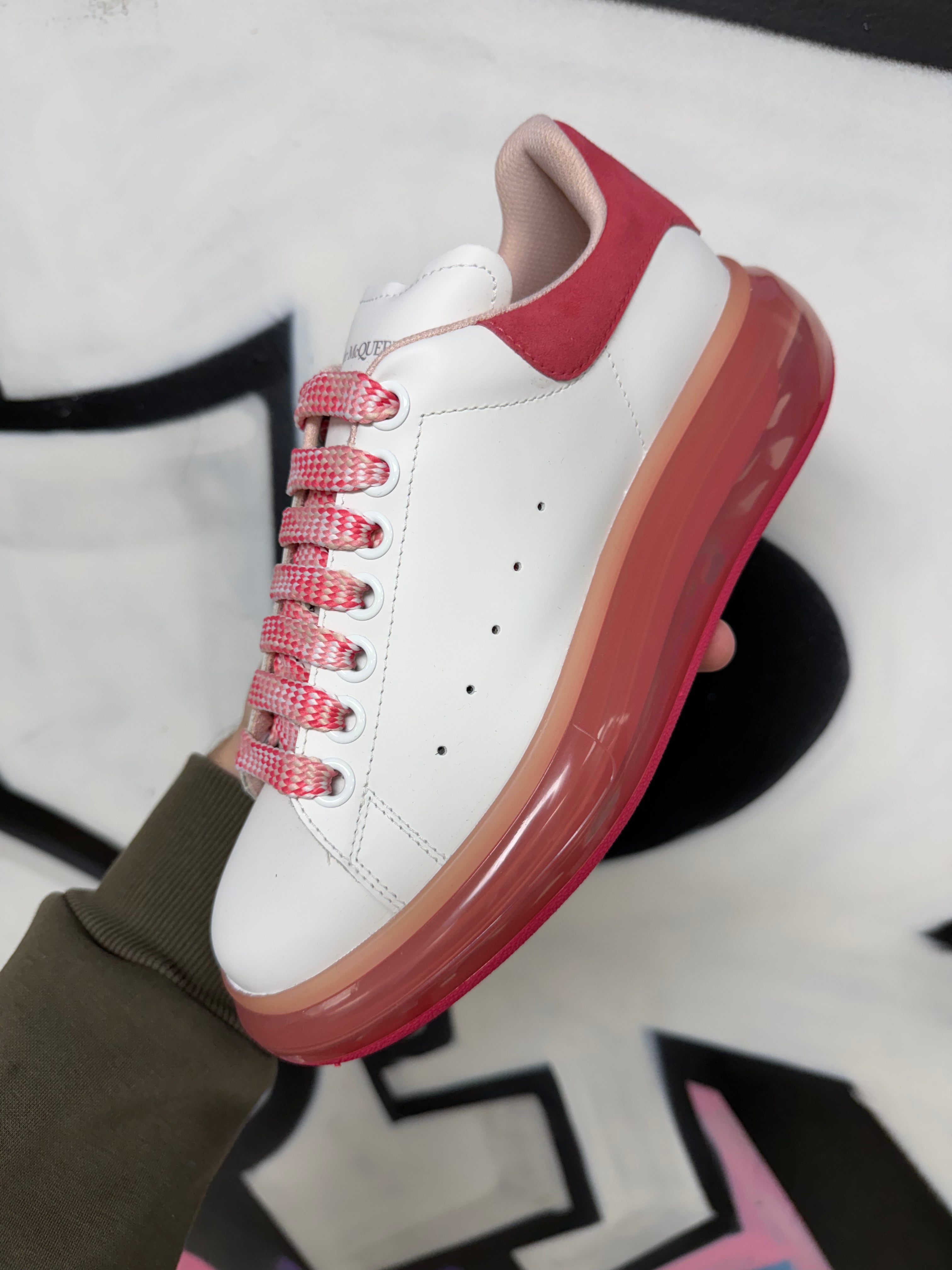 Alexander Mcqueen White Pink Transleucent Oversized Sneakers