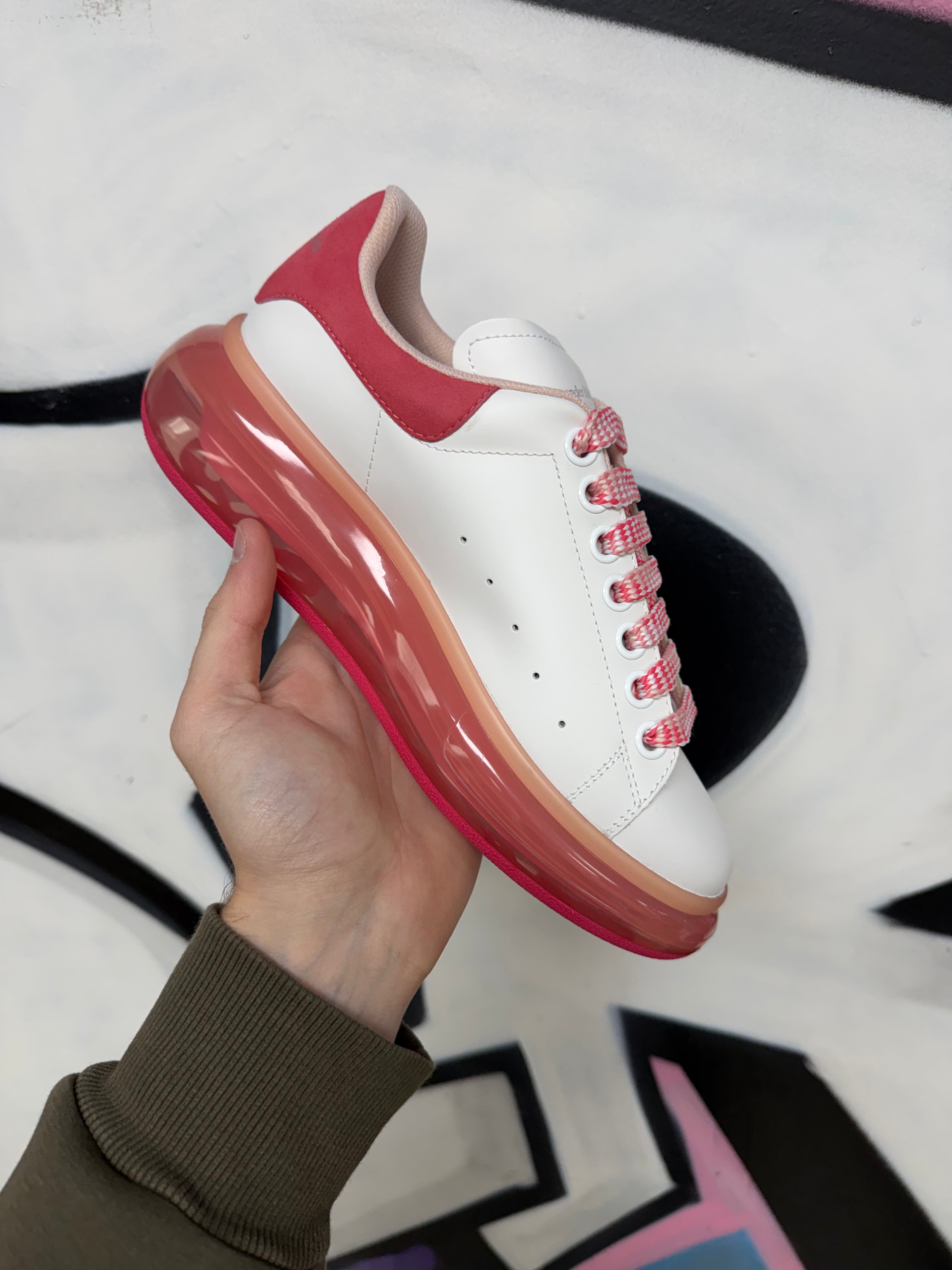 Alexander Mcqueen White Pink Transleucent Oversized Sneakers