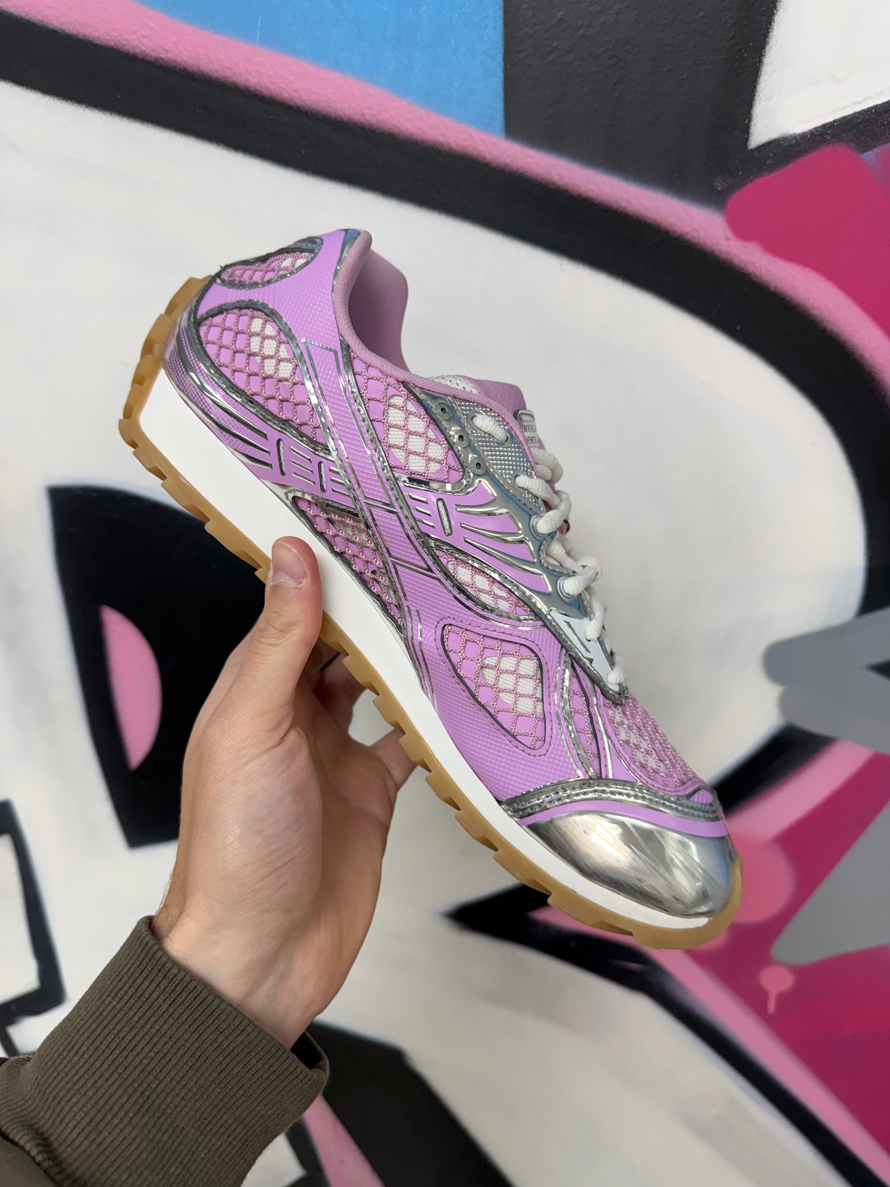 Bottega Veneta Pink Silver Orbit Sneakers