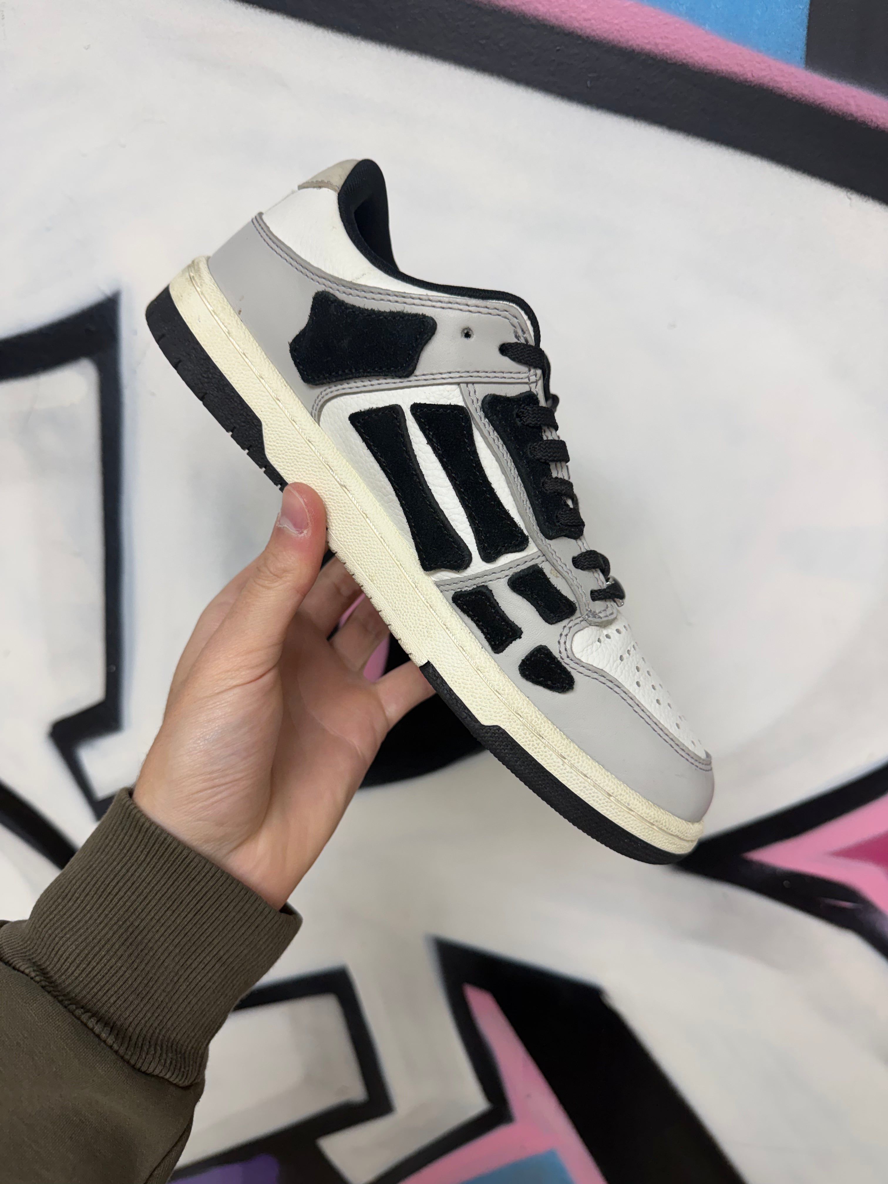 Amiri Grey White Black Skel Top Low Sneakers