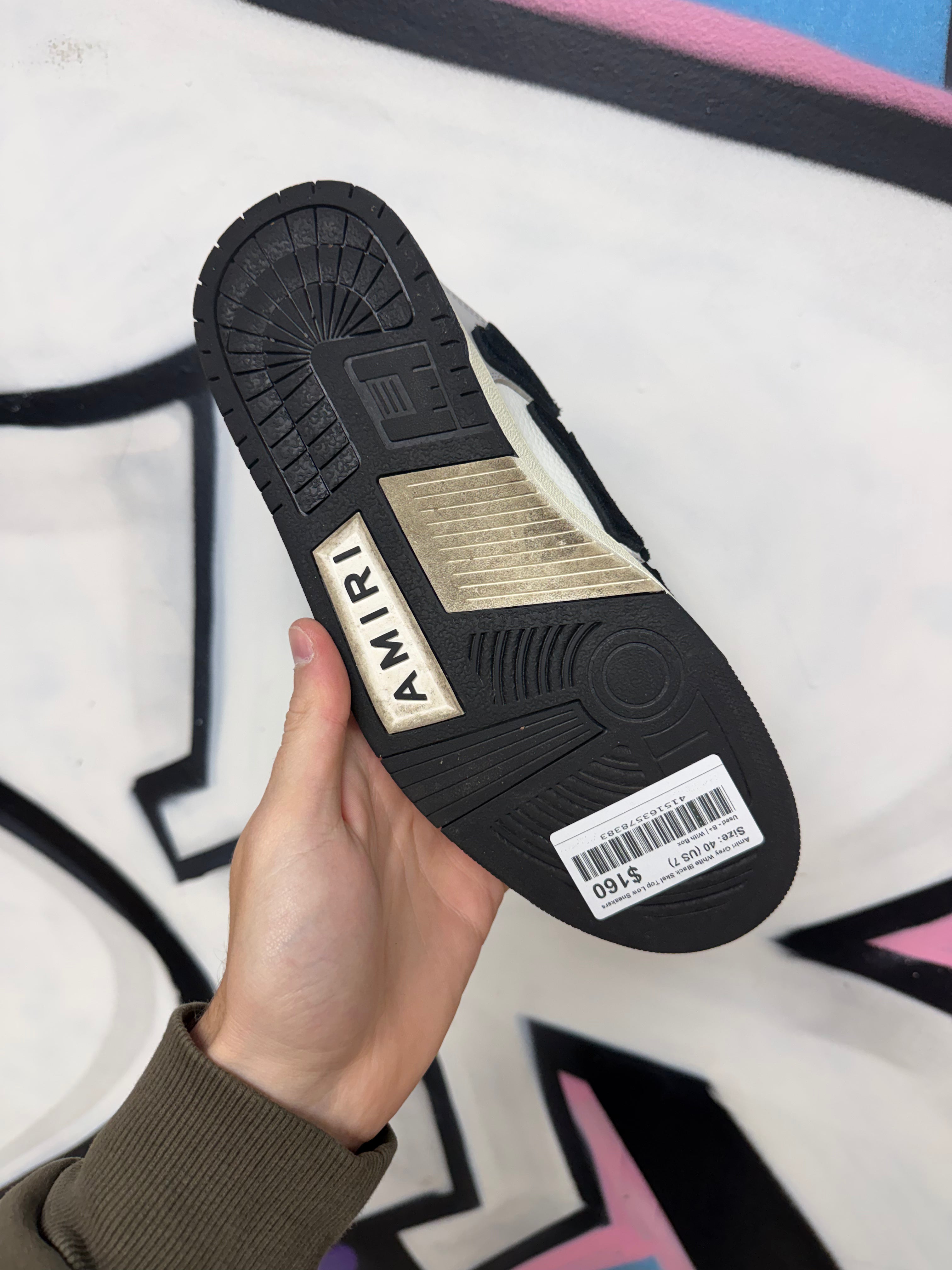 Amiri Grey White Black Skel Top Low Sneakers