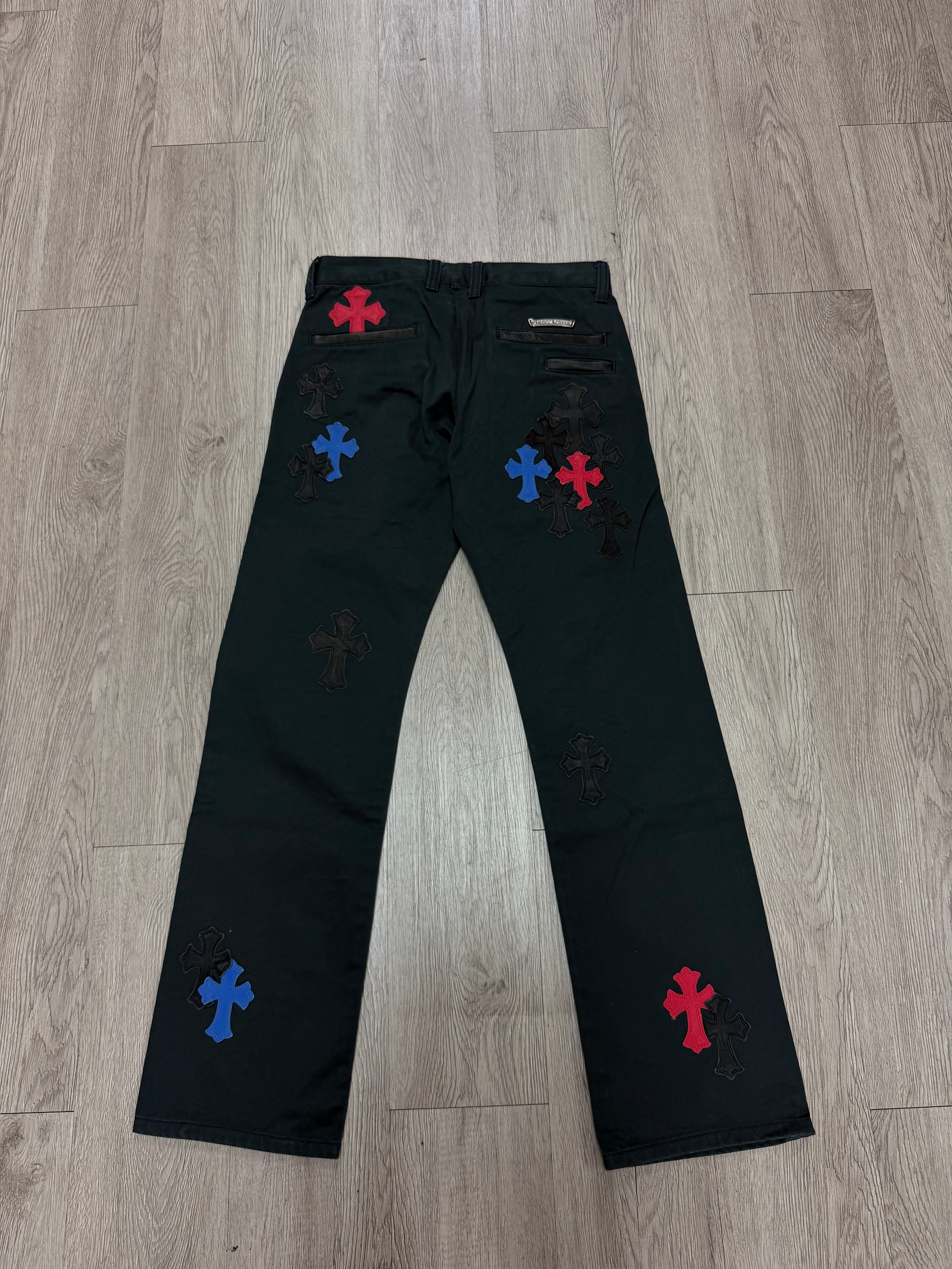 Chrome Hearts Black Wash Spider-Man Cross Patch Chino Pants