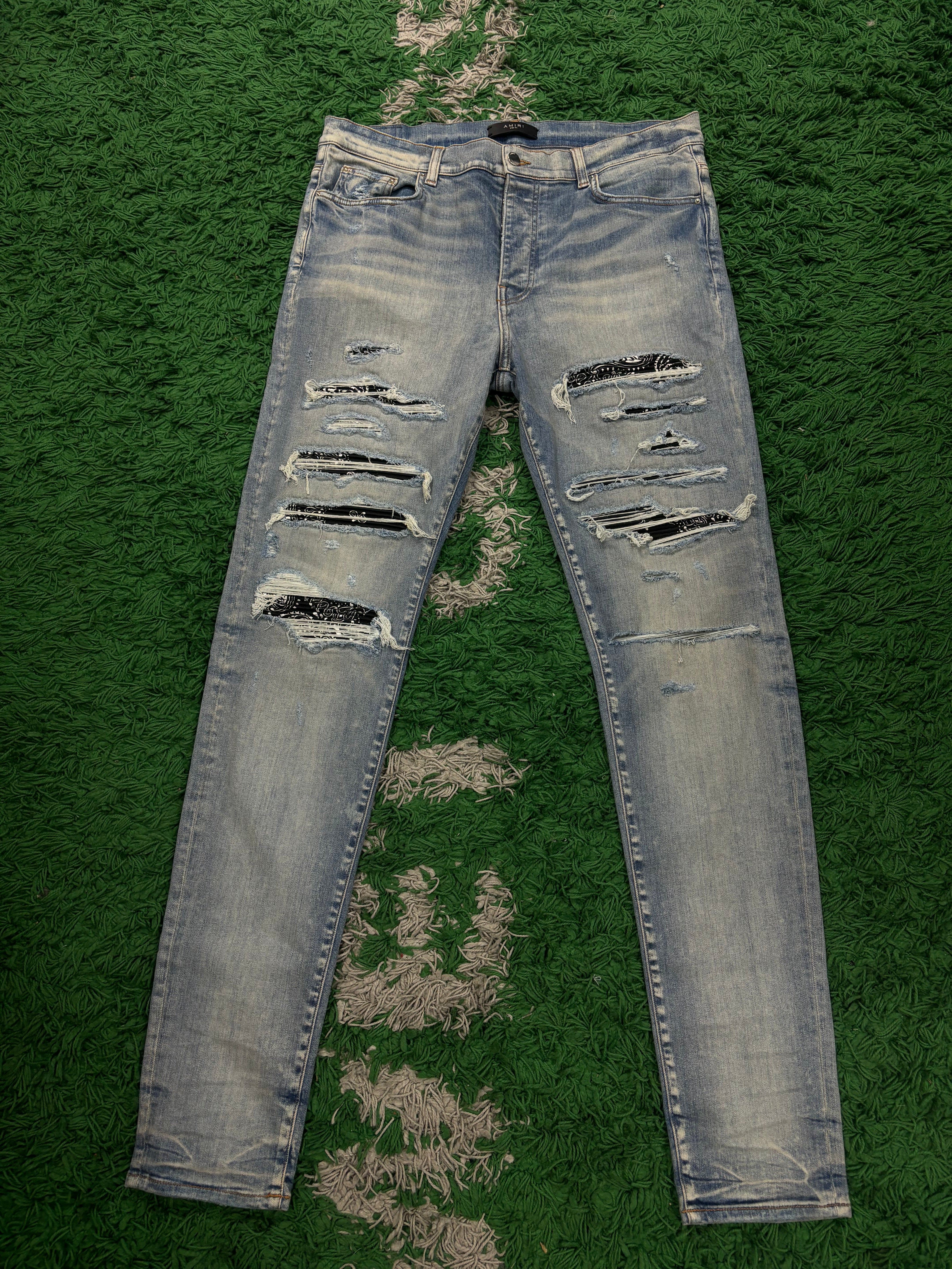 Amiri MX1 Lightwash Thrasher Bandana Patch Used 38