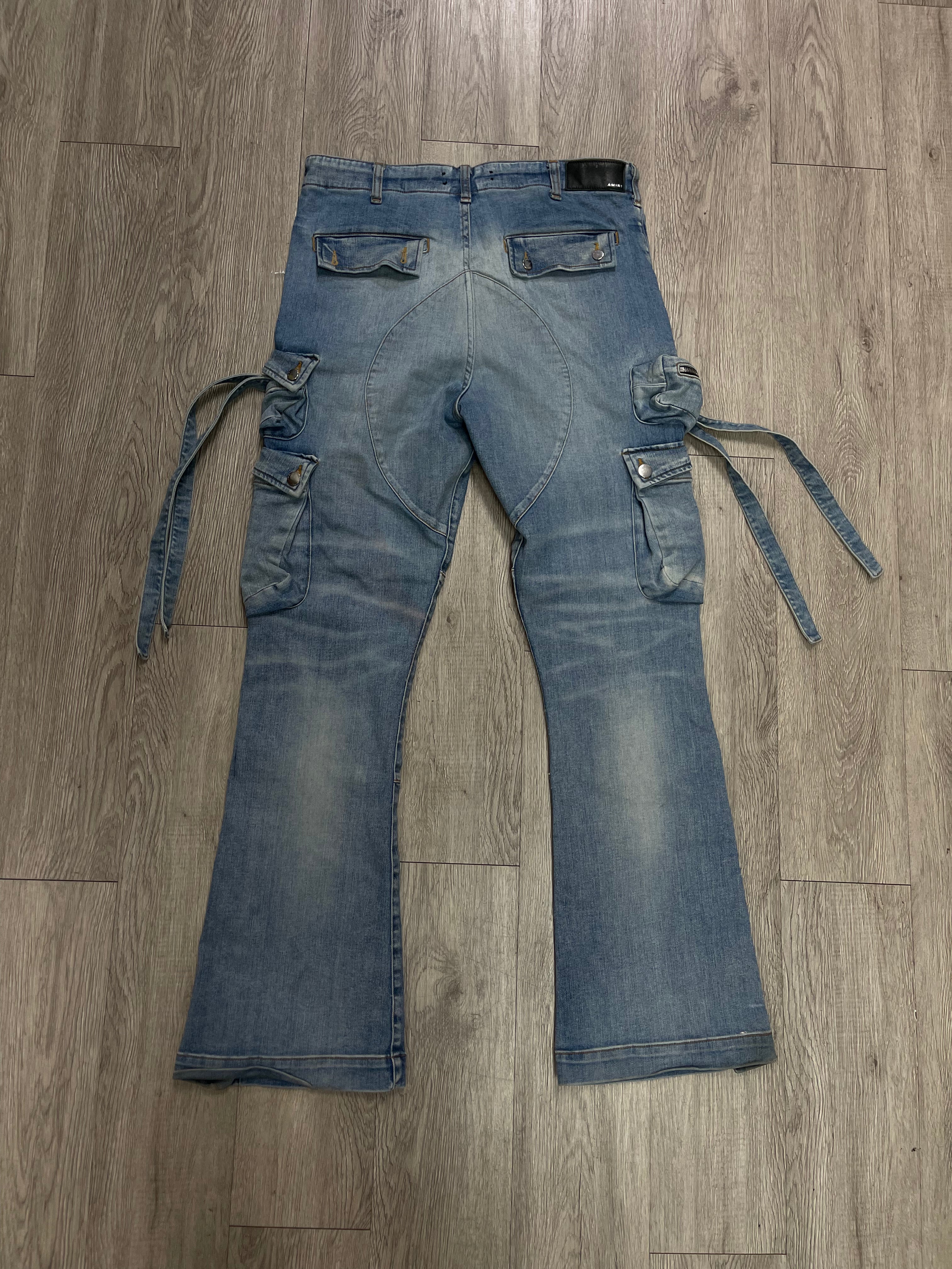 Amiri Light Wash Cargo Flare Jeans