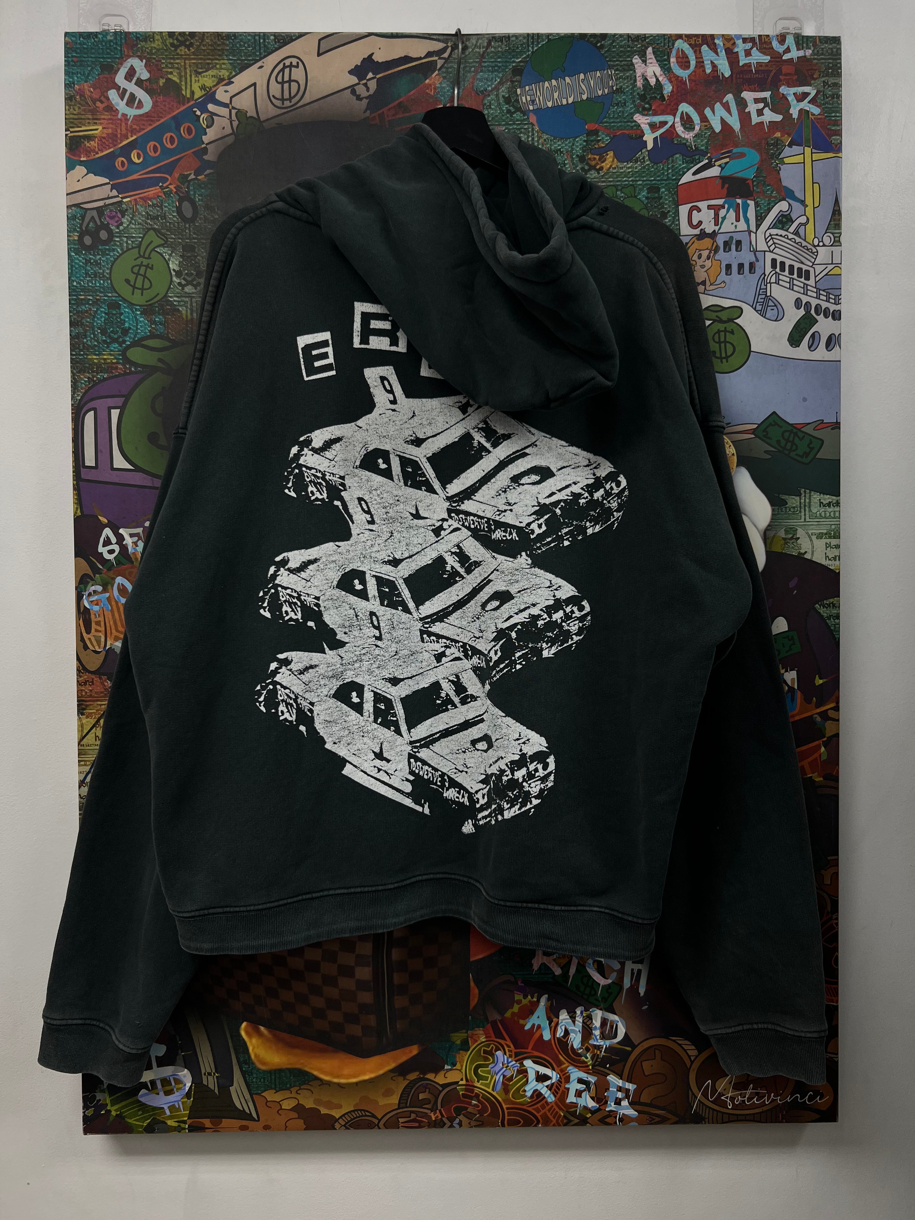 ENFANTS RICHES DÉPRIMÉS Black Wash Car Stack Hoodie