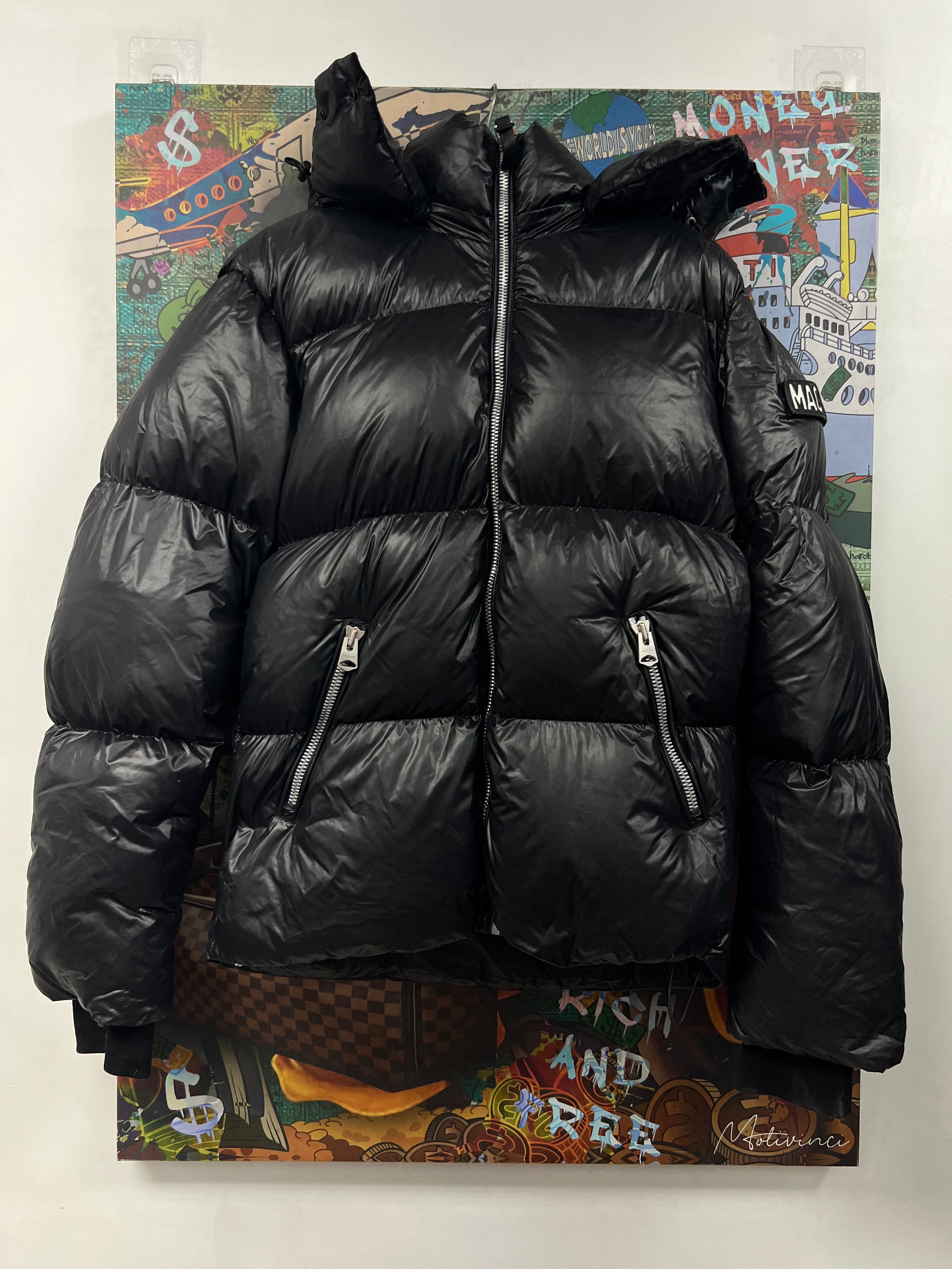 Mackage Black Sleeve Logo Puffer Jacket