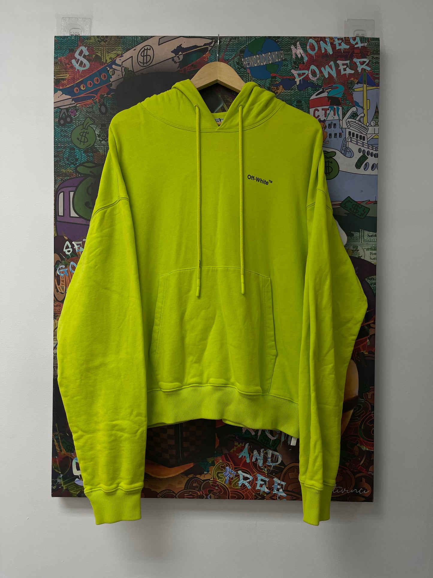 Off White Lime Hoodie Used XL