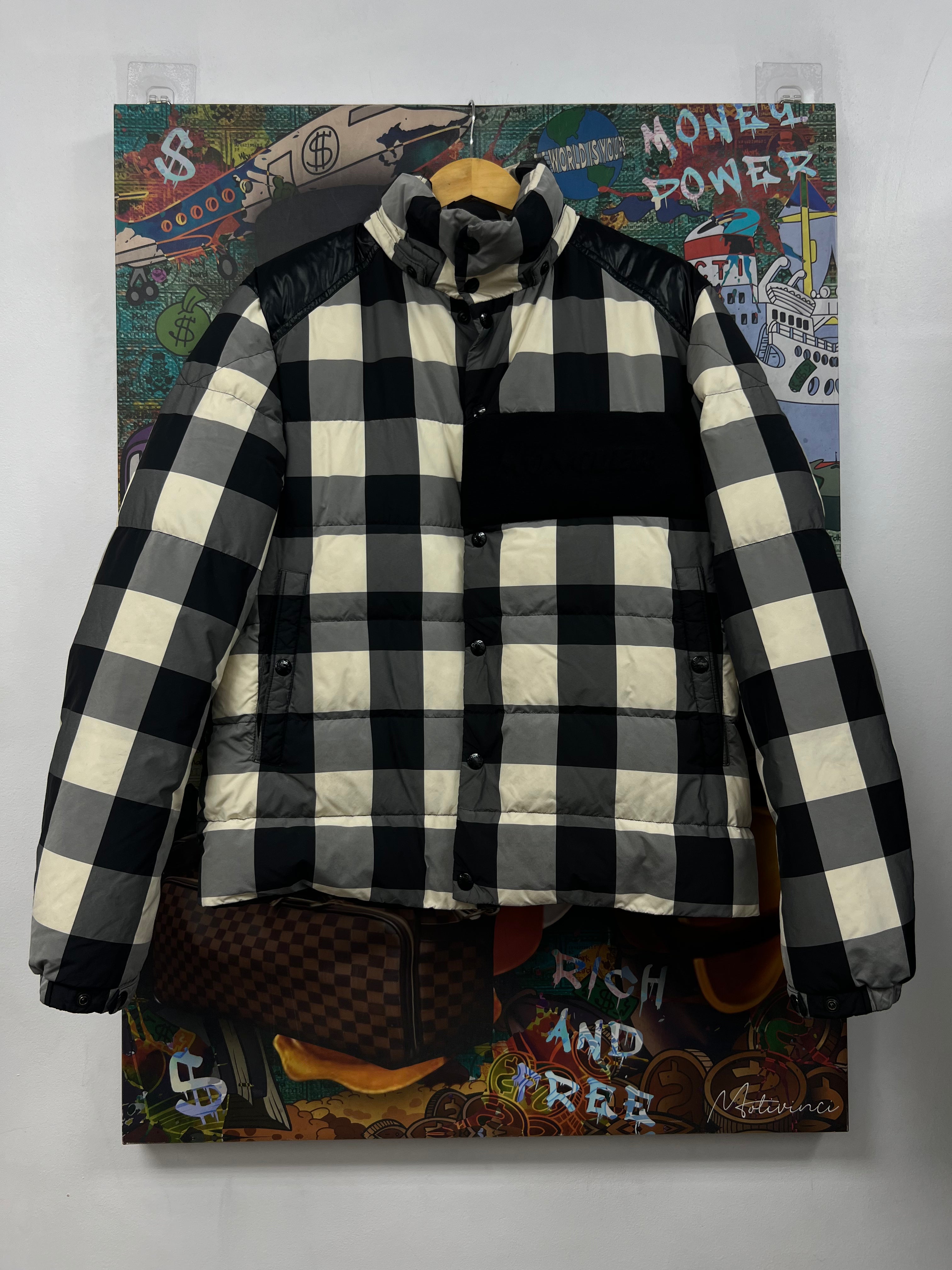 Moncler Aubrac Plaid Monogram Puffer Jacket
