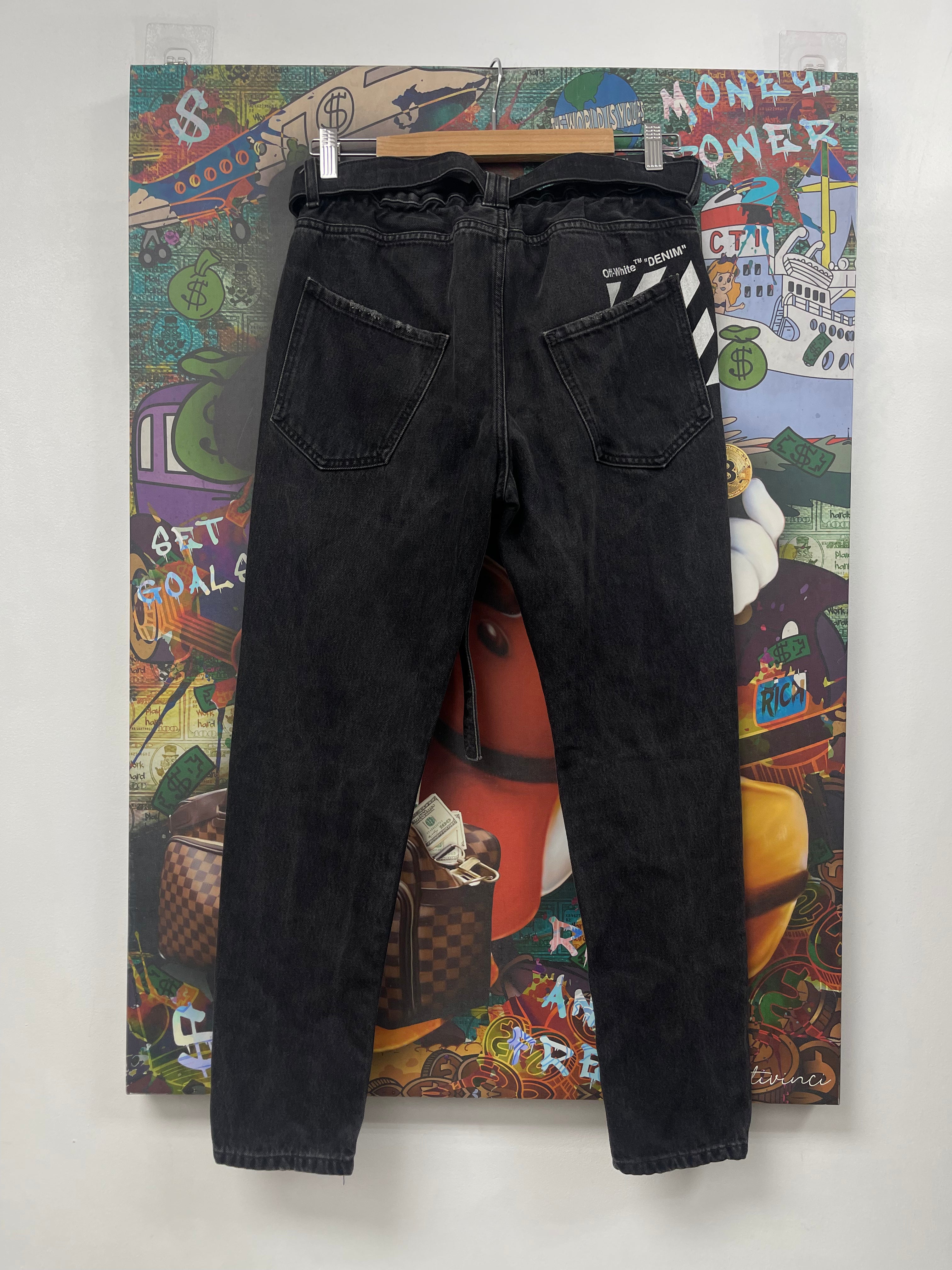 Off White Black Belt Jeans