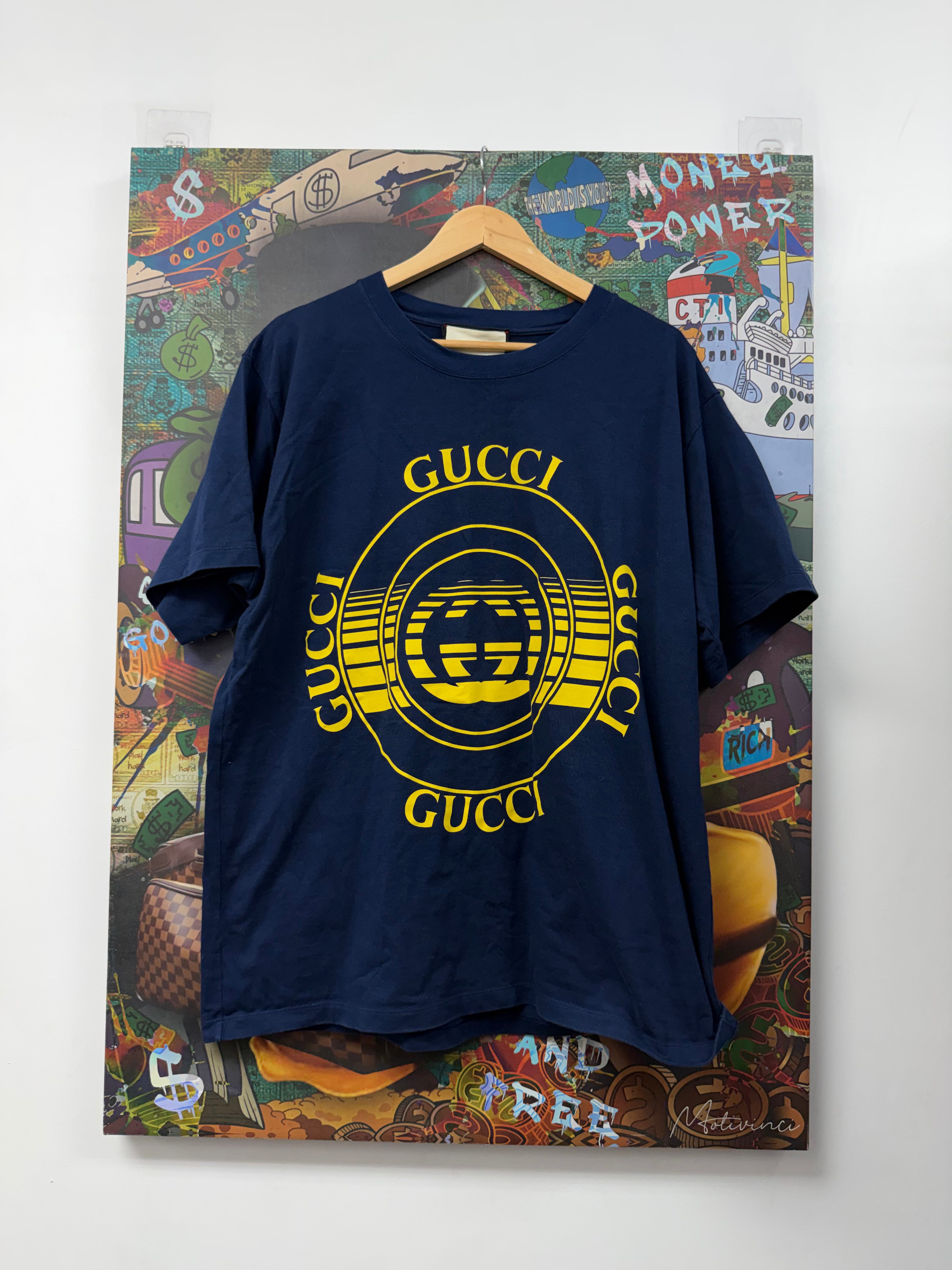 Gucci Navy Yello Logo Tee