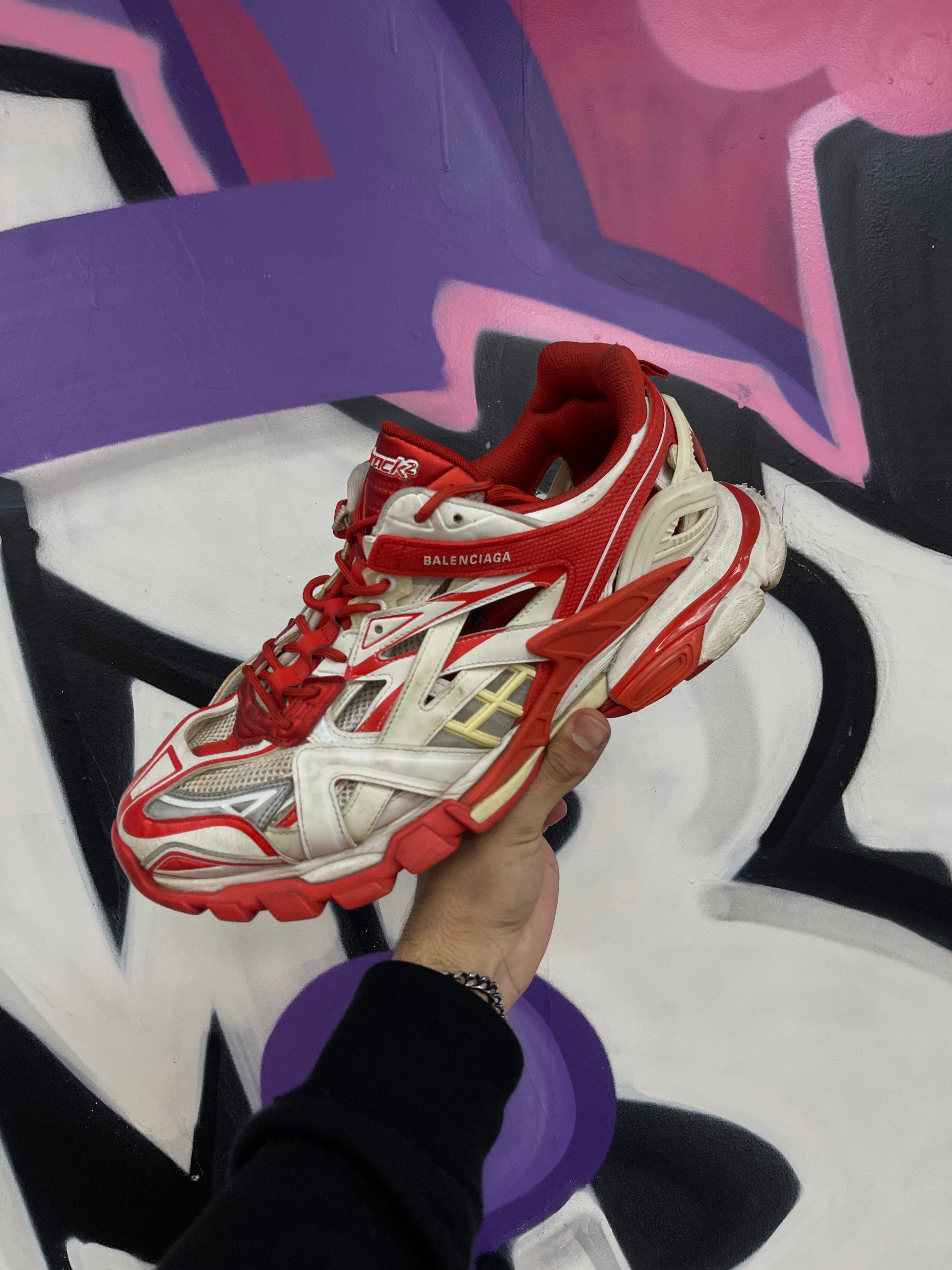 Balenciaga Red White Track 2 Sneakers