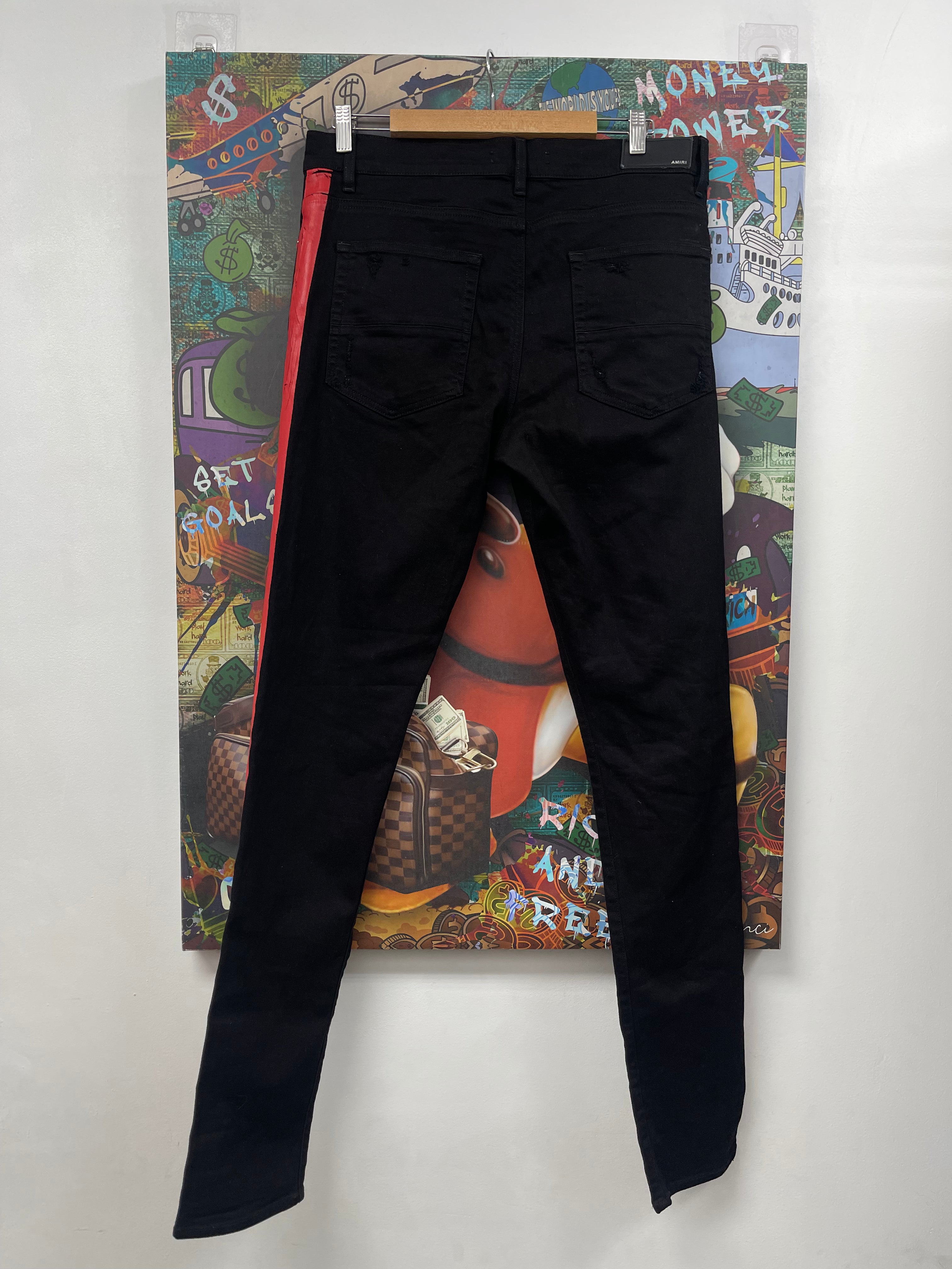Amiri Black Red Stripe (Zipper) Jeans