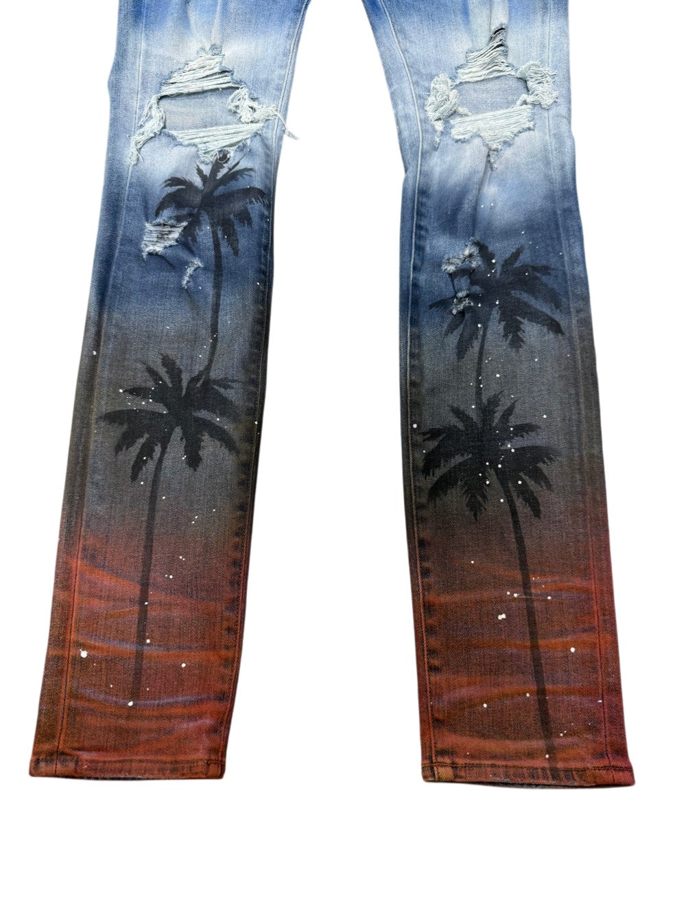 Amiri Sunset Palm Tree Light Wash Jeans