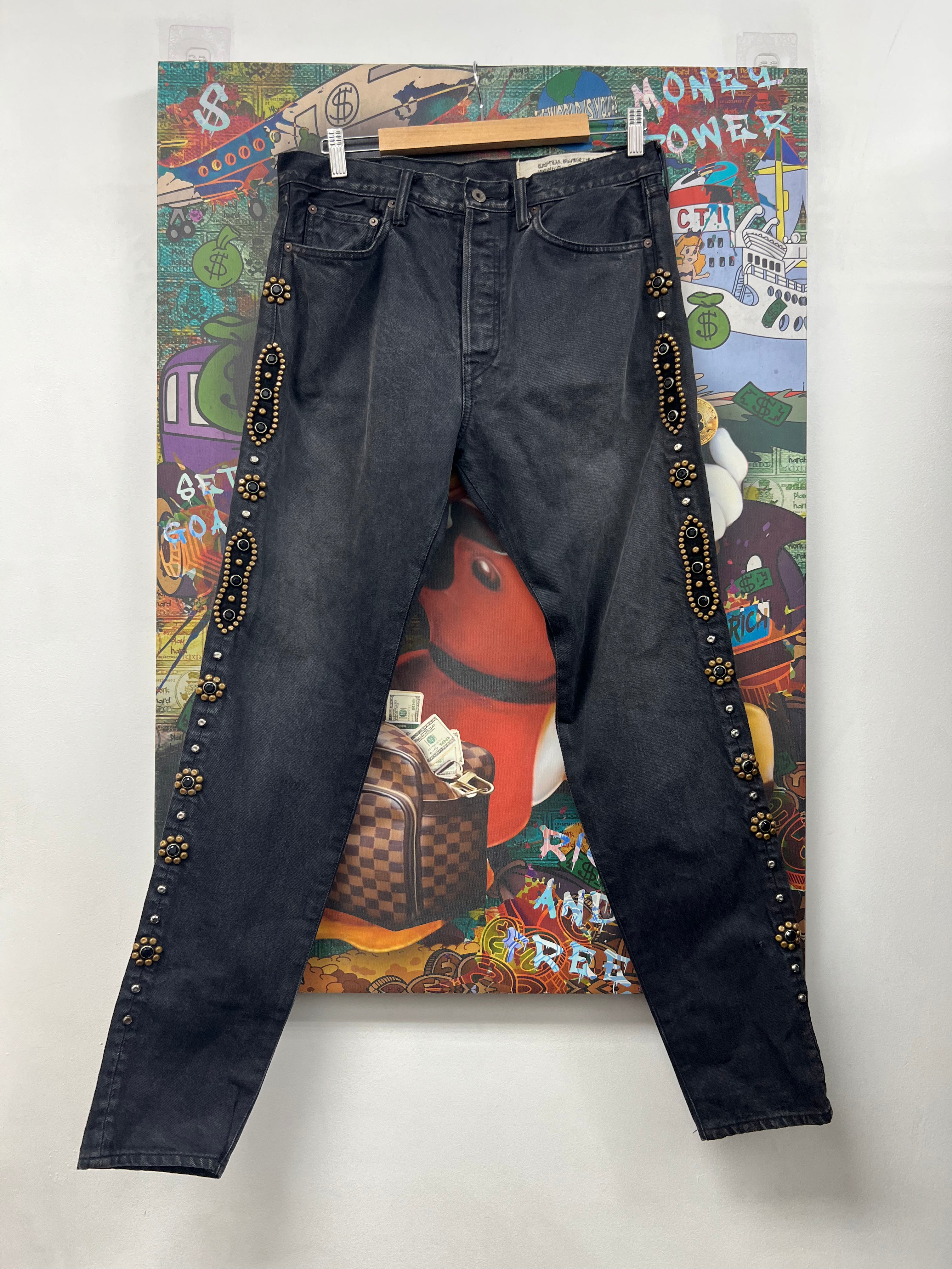 Kapital Black Studded Gem Stud Jeans