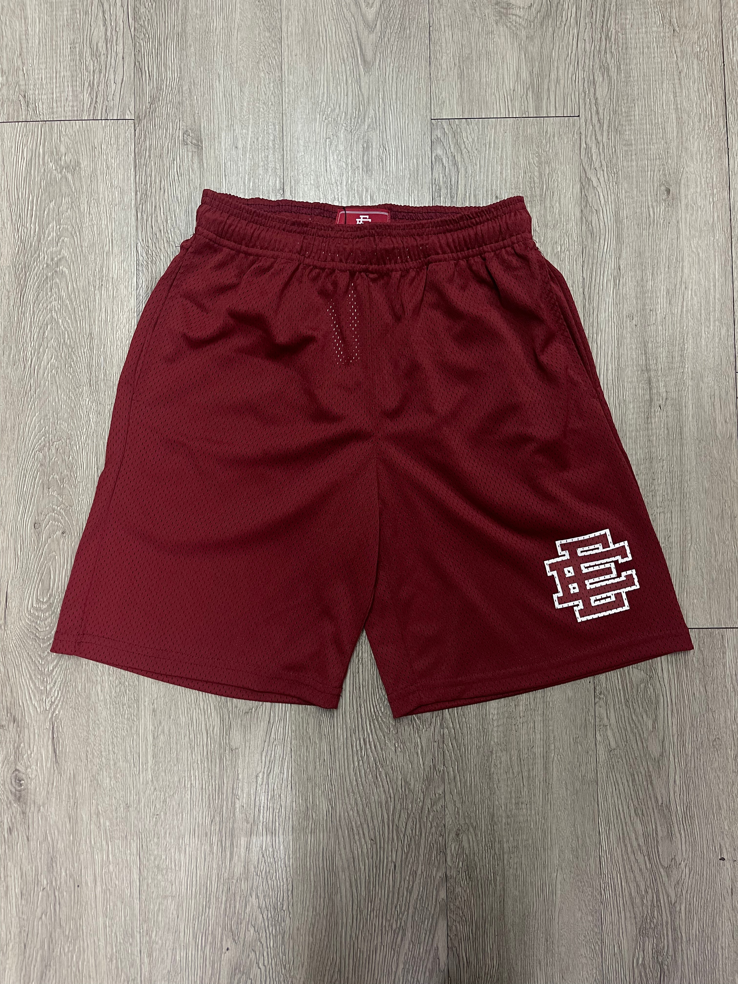 Eric Emanuel Baggy Burgundy White Outline Shorts