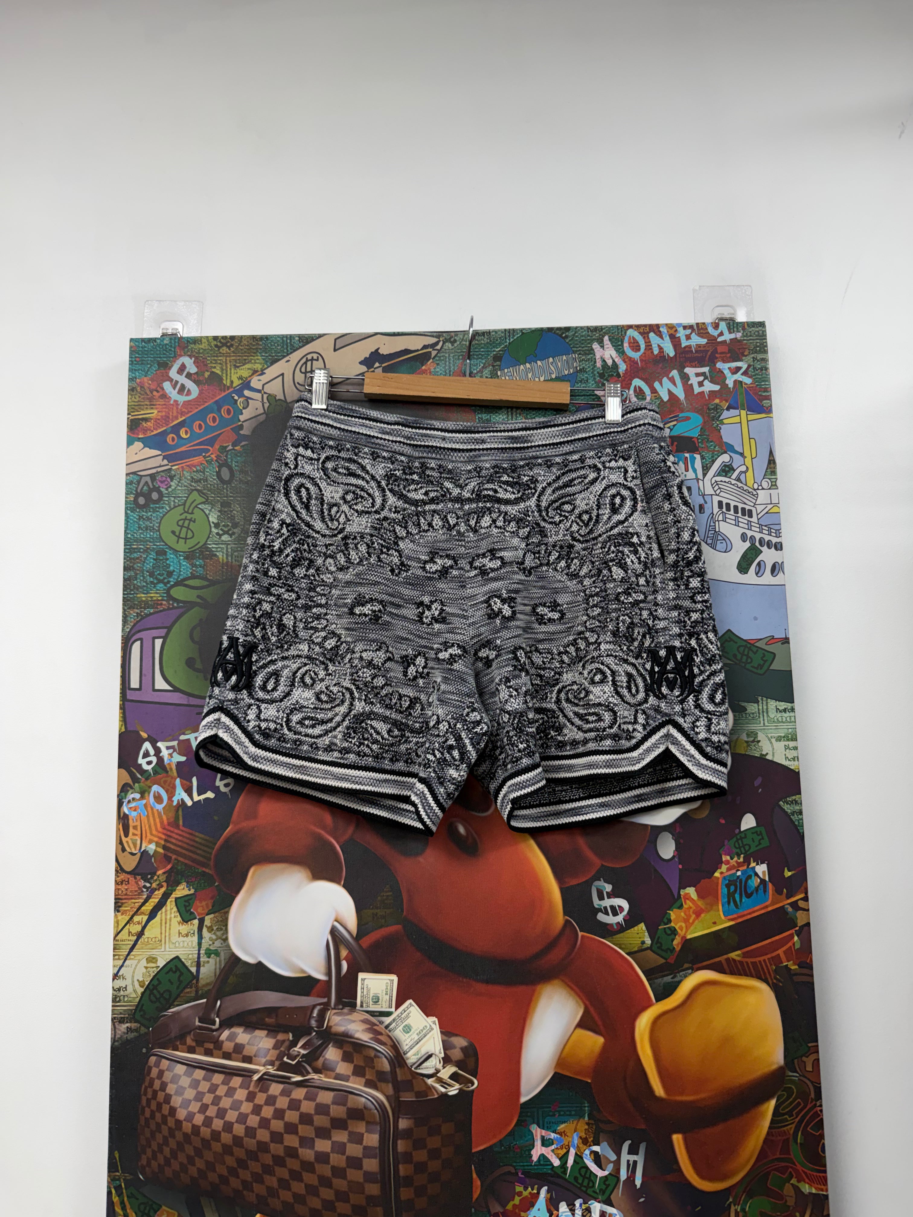 Amiri Grey Black Bandana B-Ball Shorts