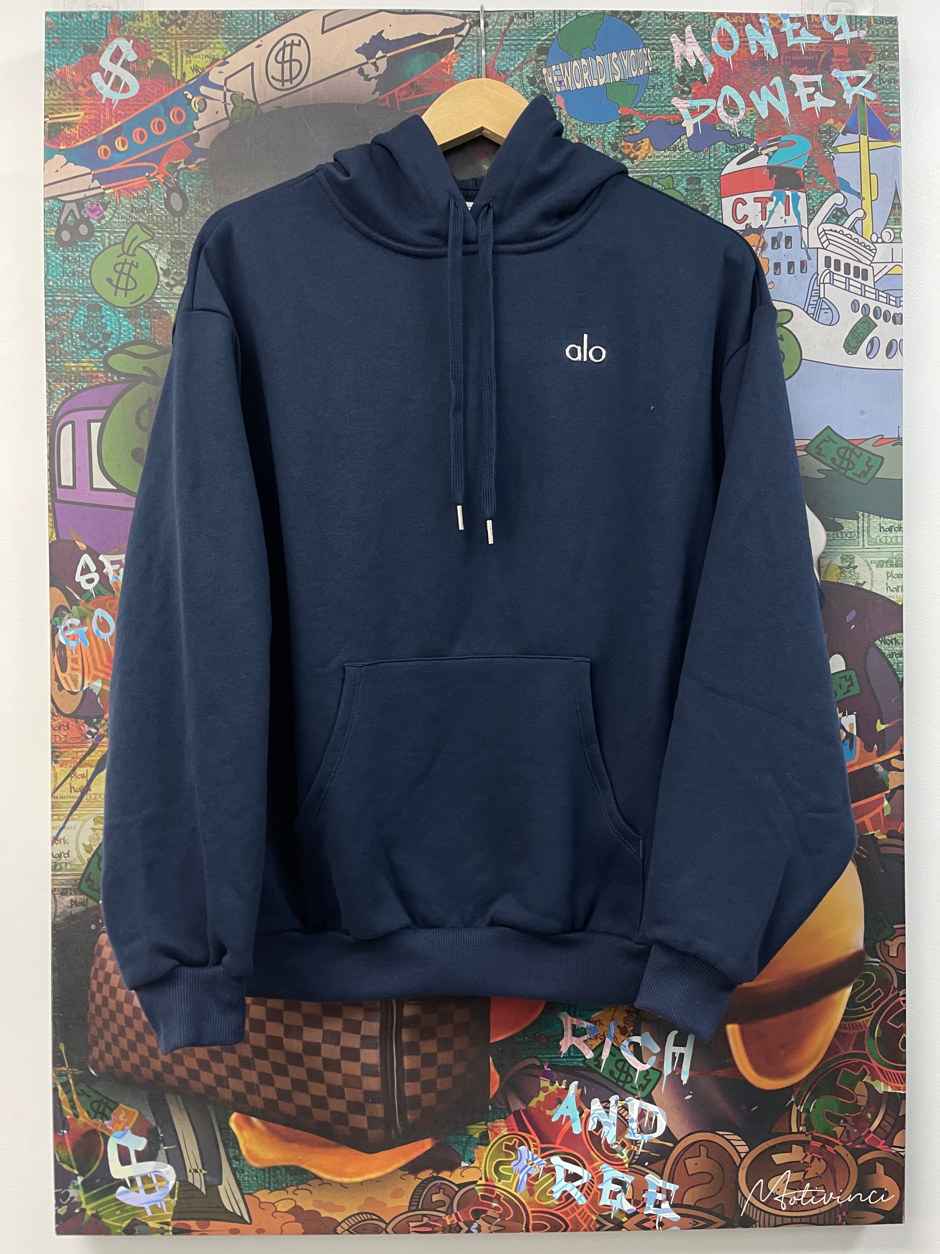 ALO Navy Logo Hoodie