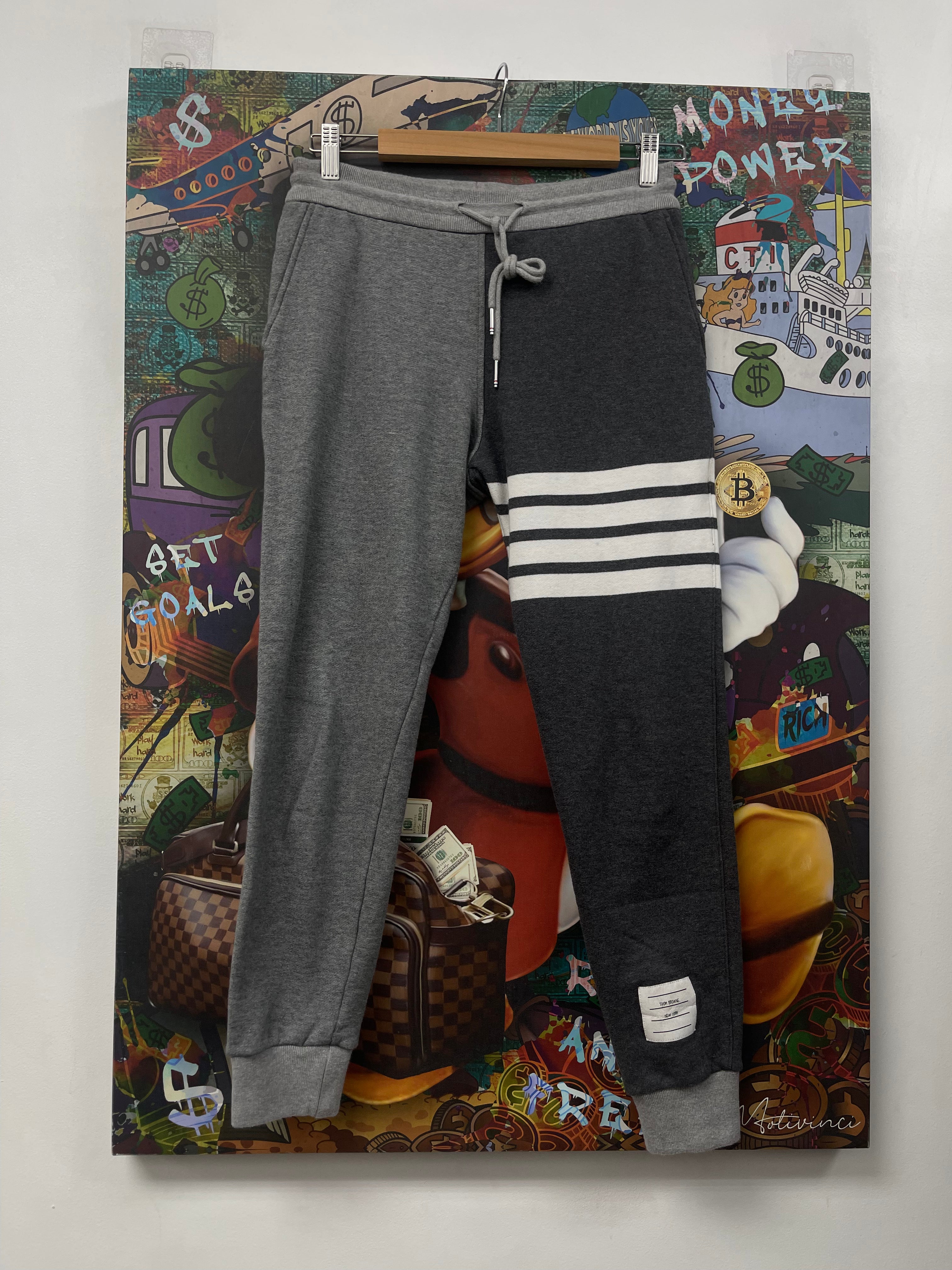 Thom Browne Ash Grey White 4 Bar Sweats