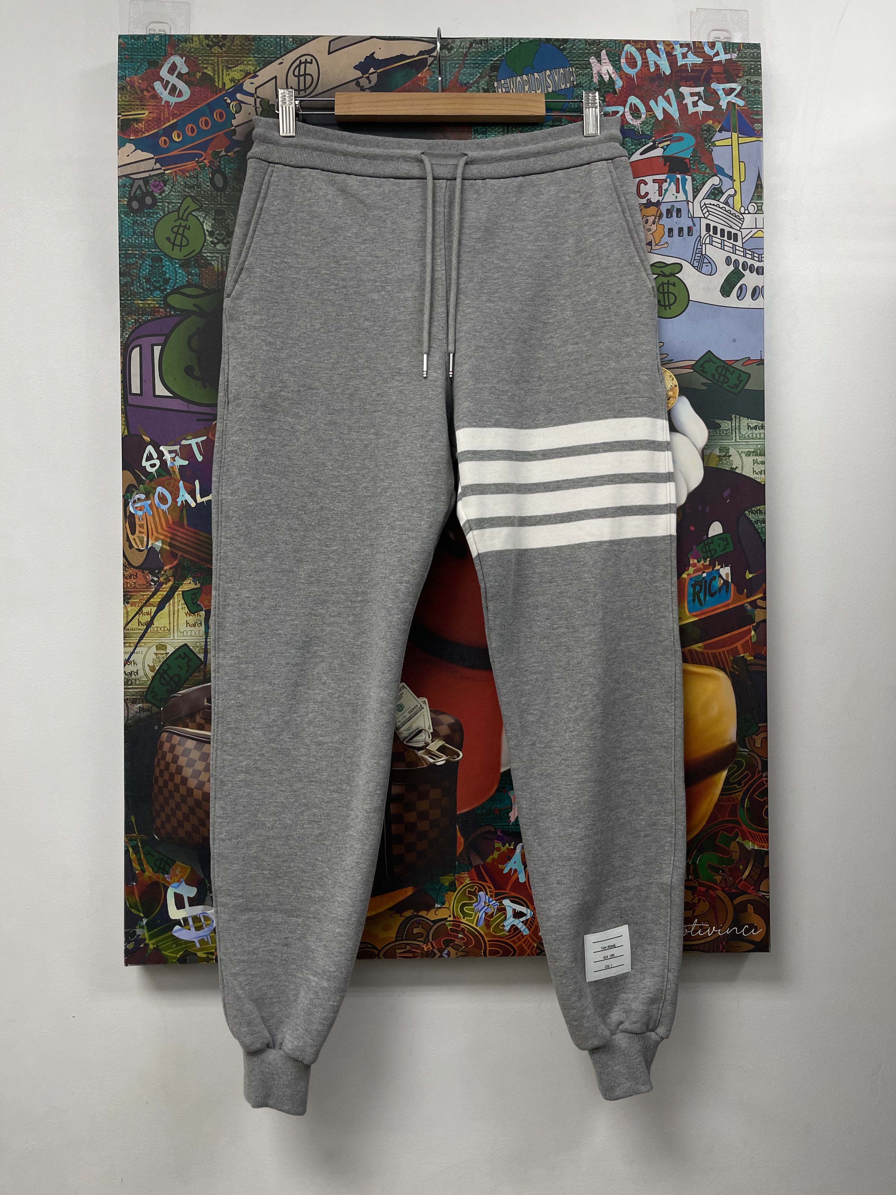 Thom Browne Grey White 4 Bar Sweats