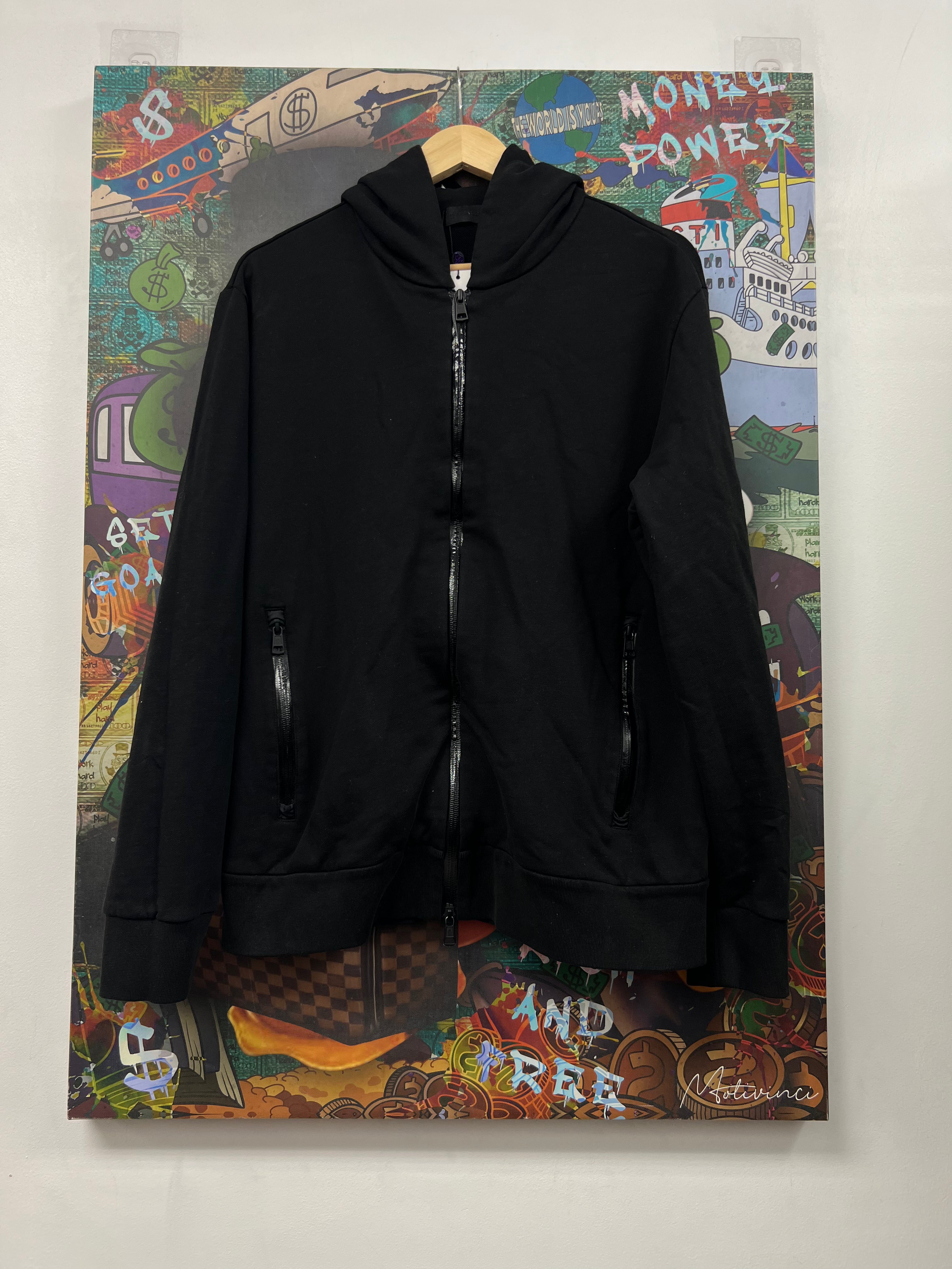 Moncler Black Tonal Logo Zip Up