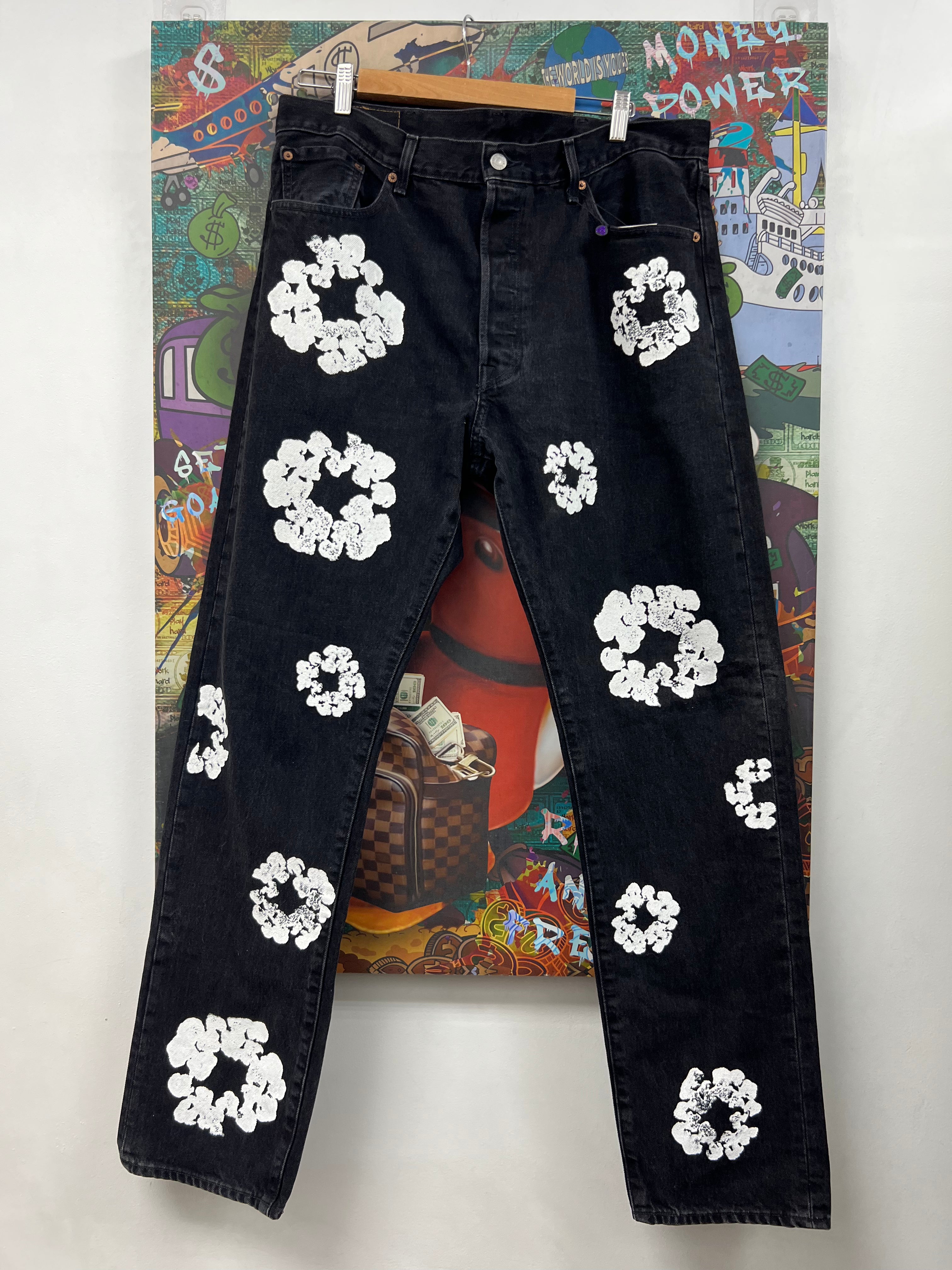 Denim Tears Black Cotton Wreath Jeans