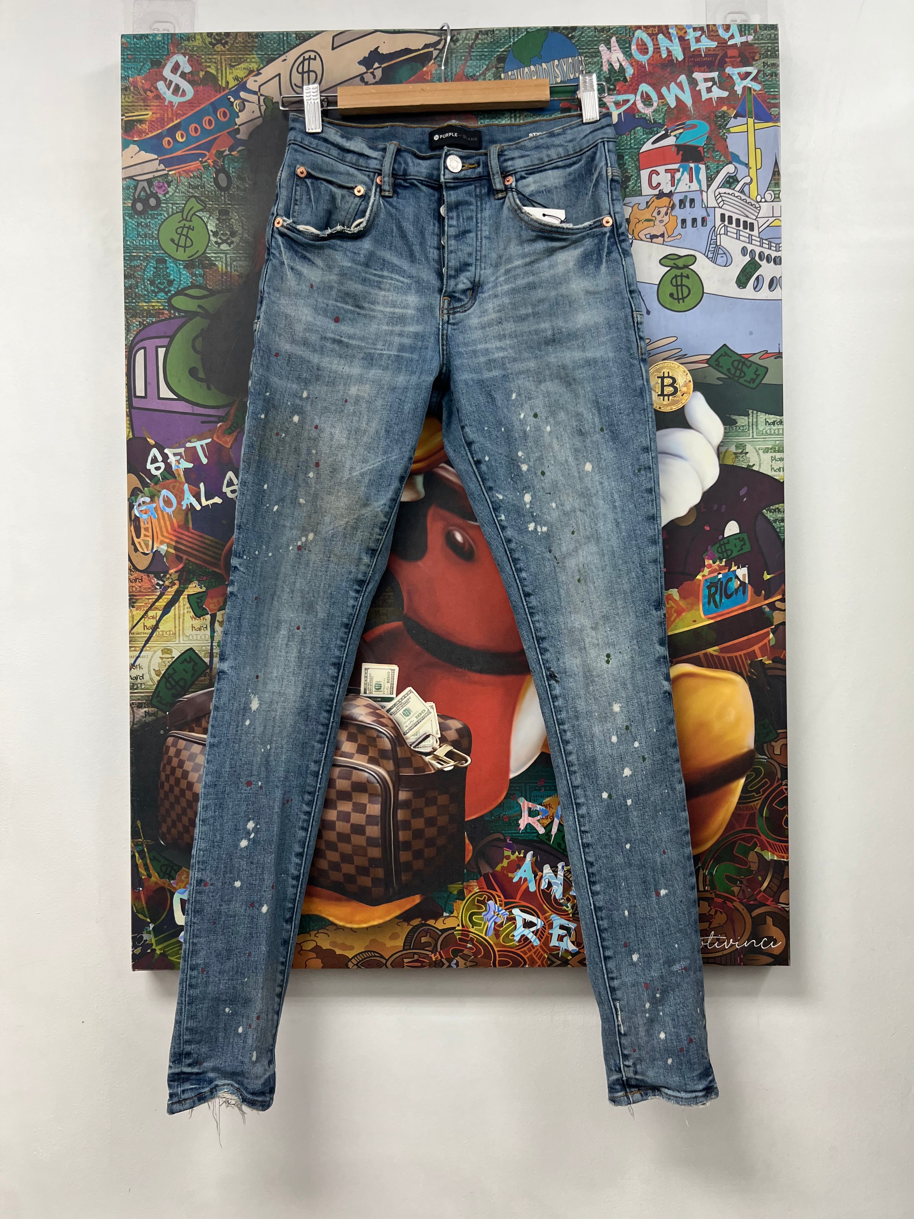 Purple Brand Light Wash Splatter Jeans