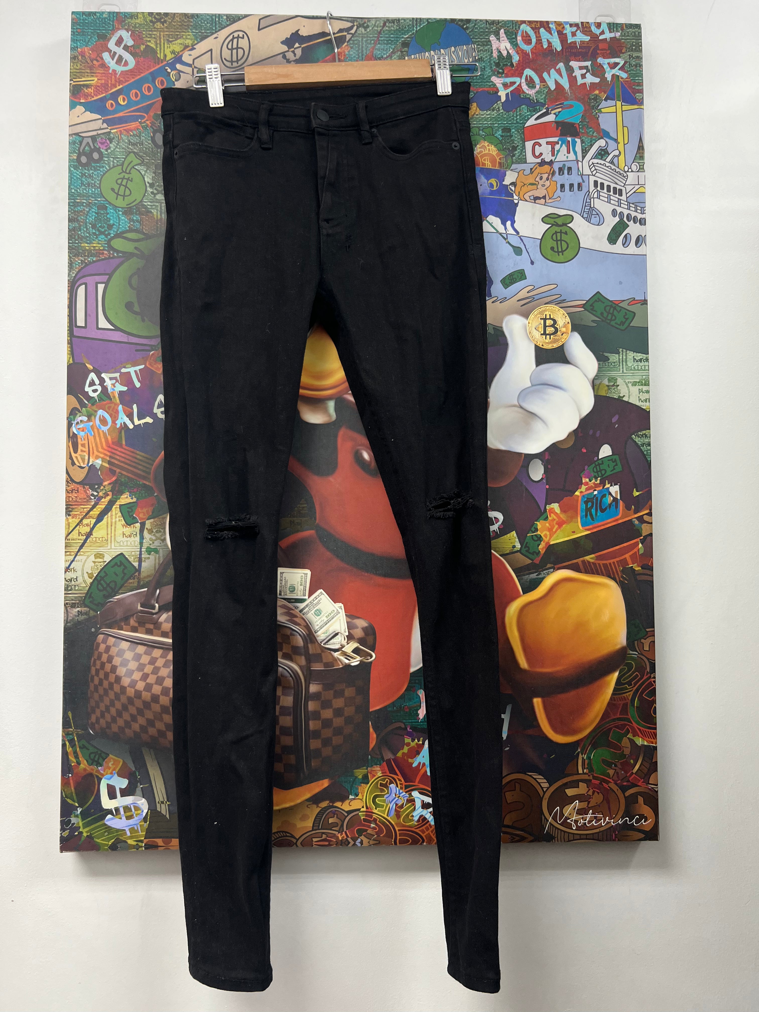 Ksubi Black Plain Knee Ripped Jeans
