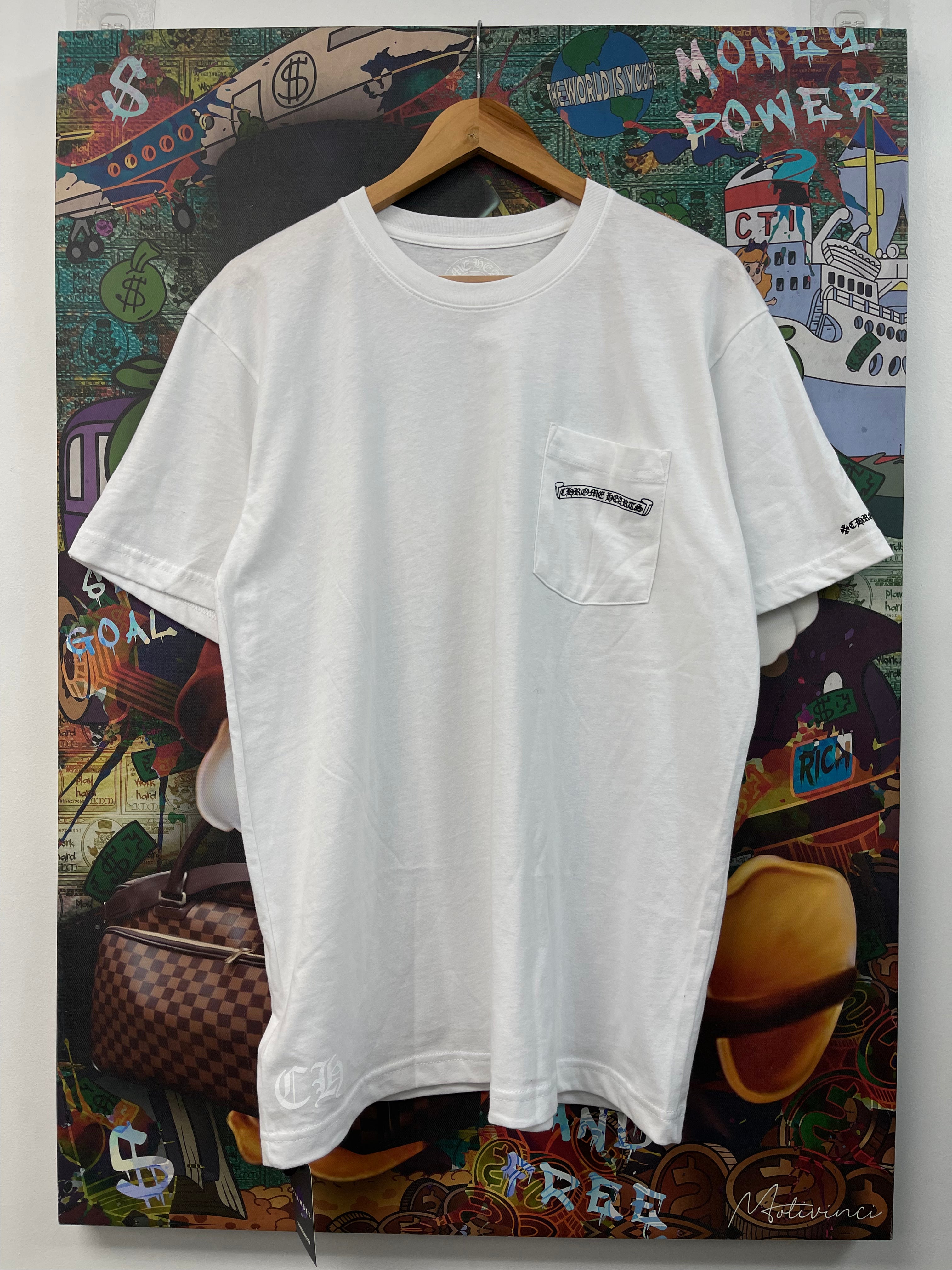 Chrome Hearts White Black Scroll Logo Tee