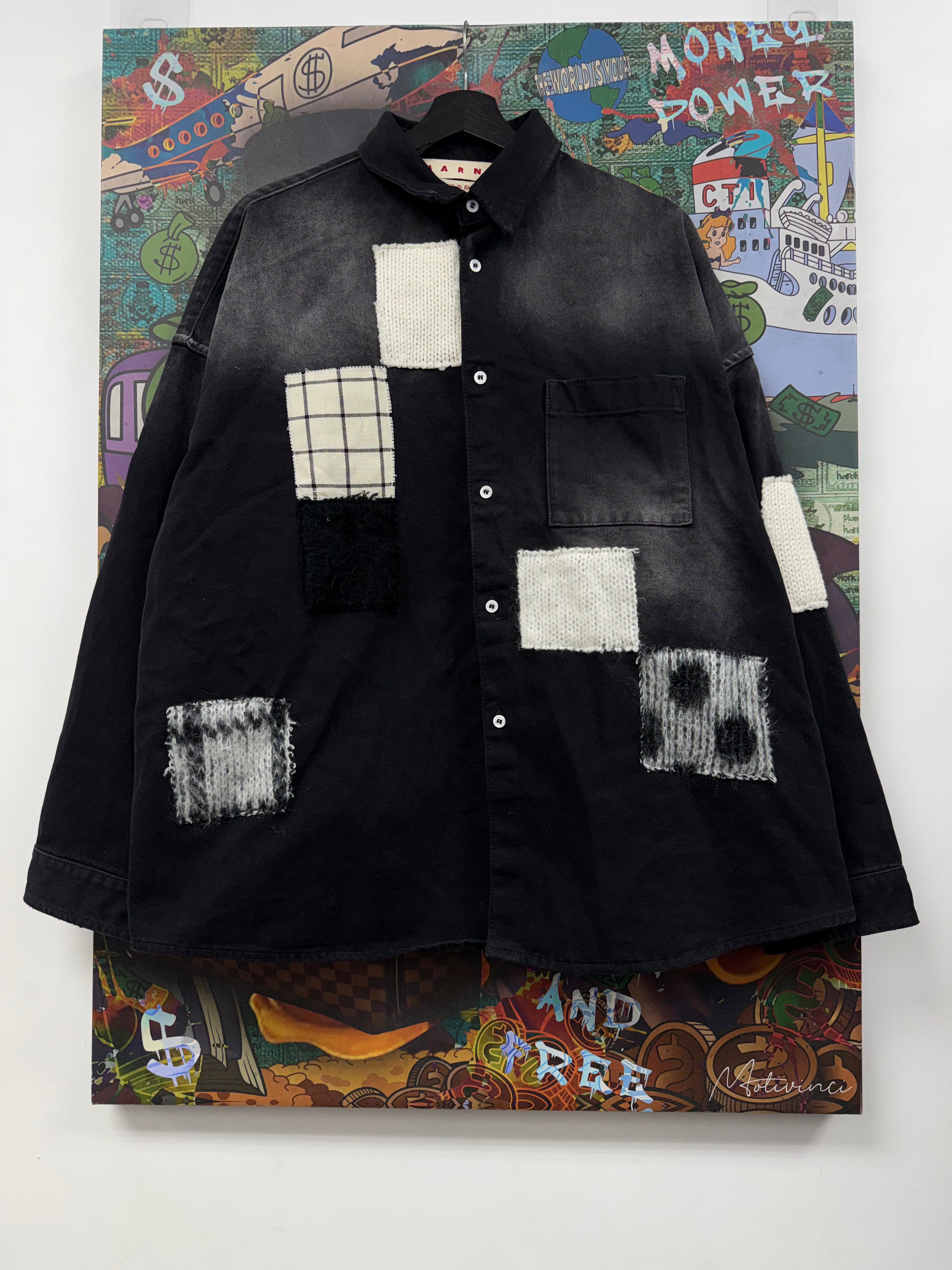 Marni Black Wash Mohair Patchwork Denim (50) Set