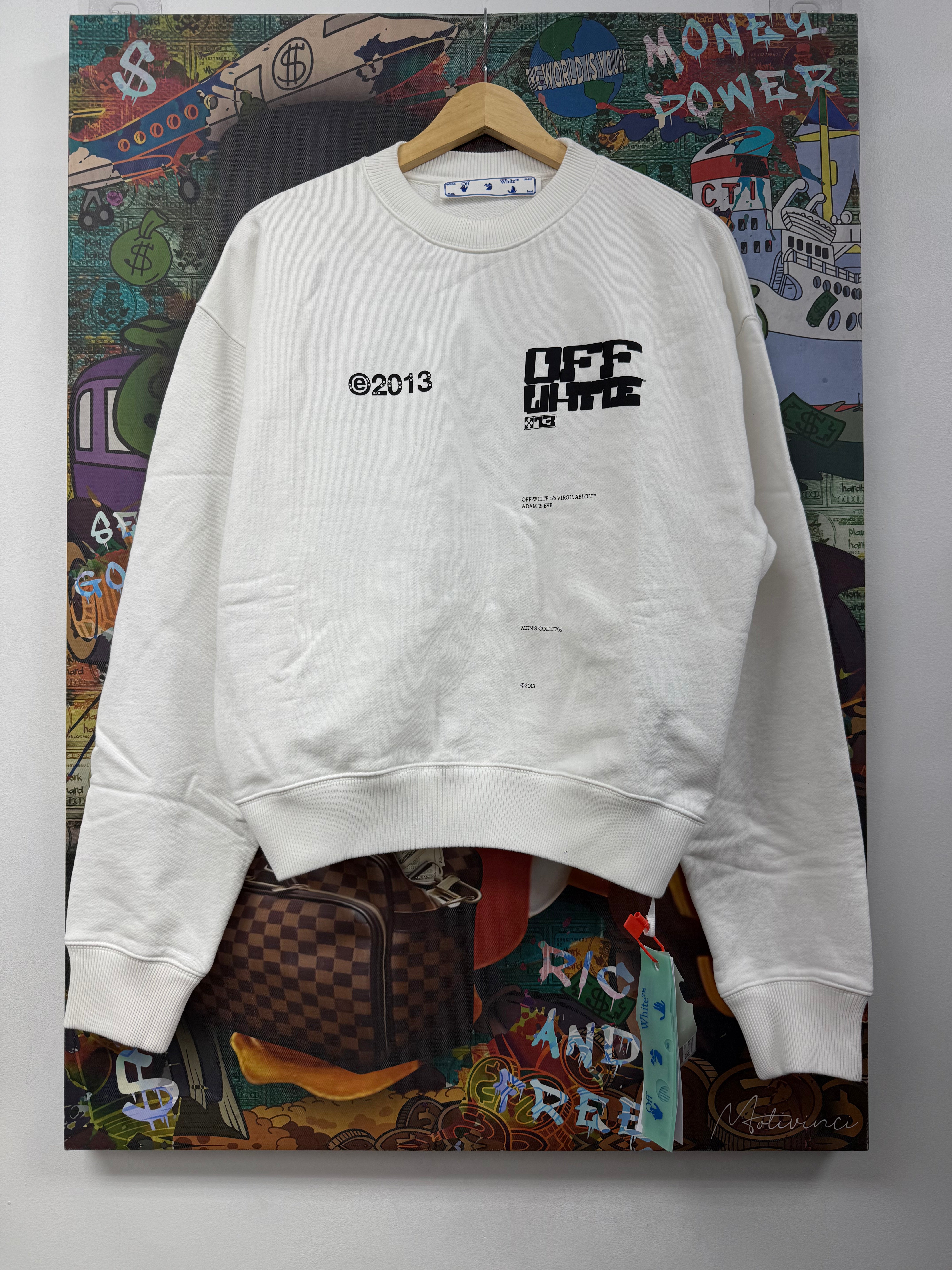 Off White White Black Digi Logo Crewneck