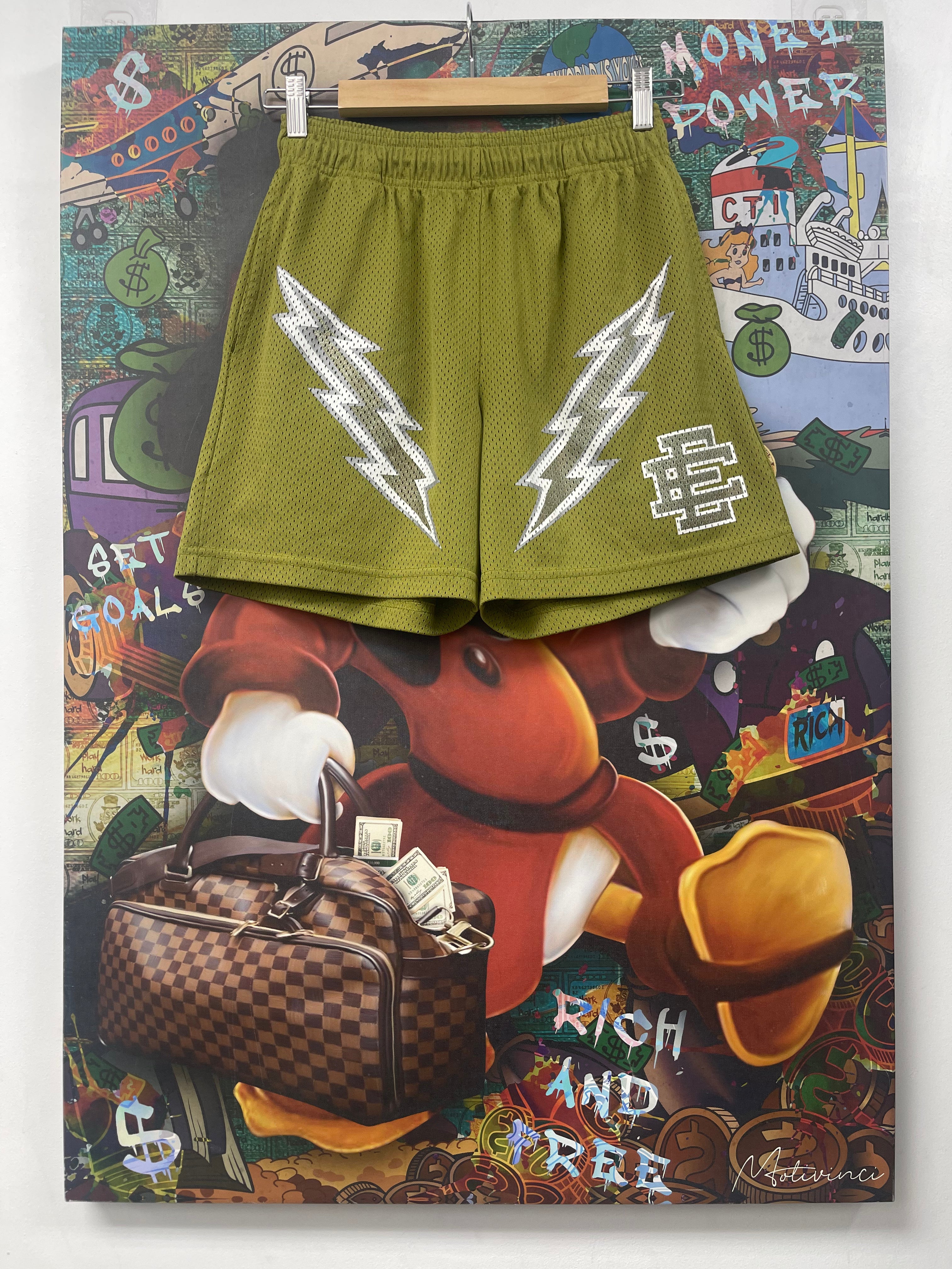Eric Emanuel Olive Silver Bolt Shorts