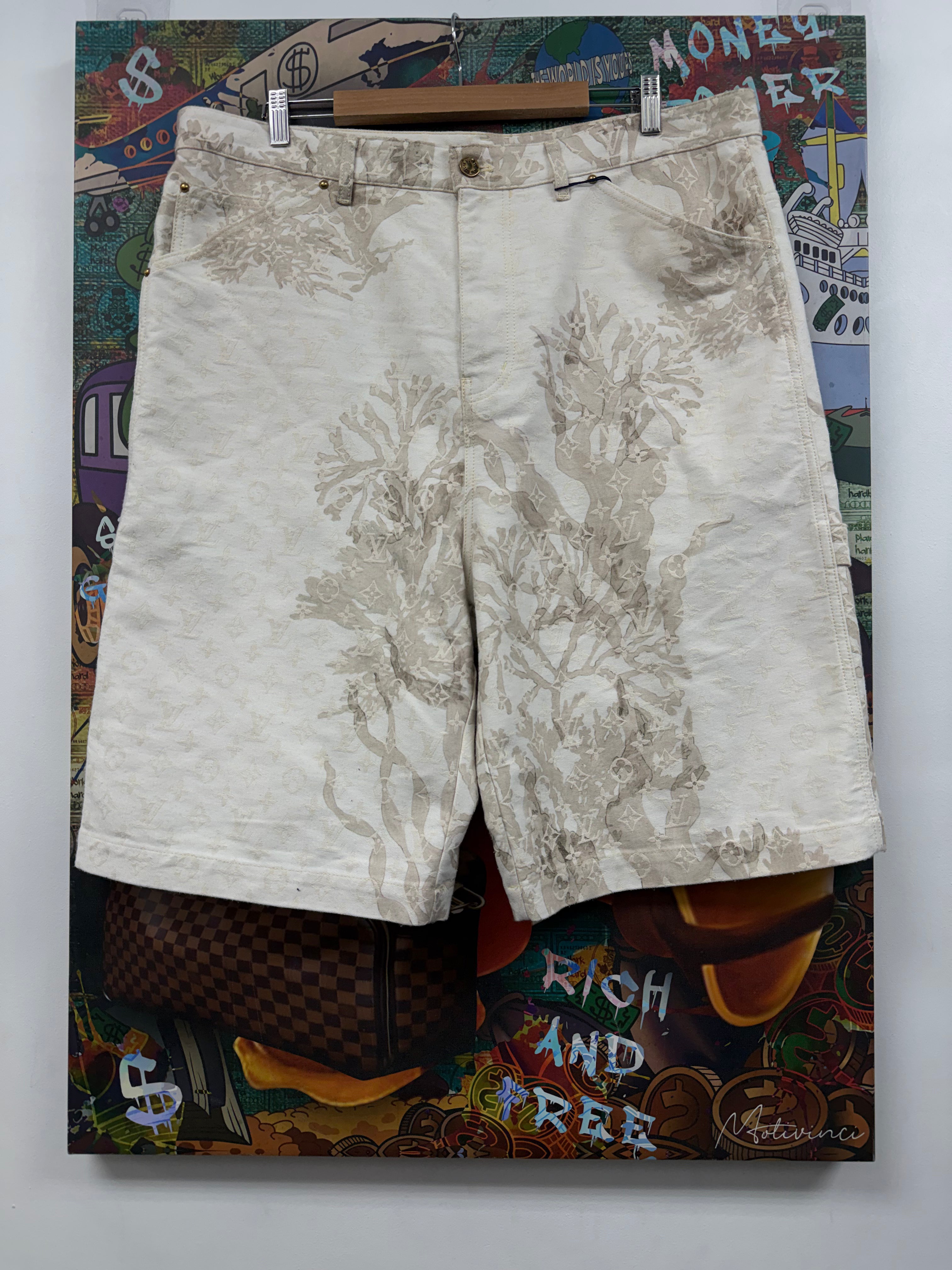 Louis Vuitton White Denim Floral Monogram Shorts