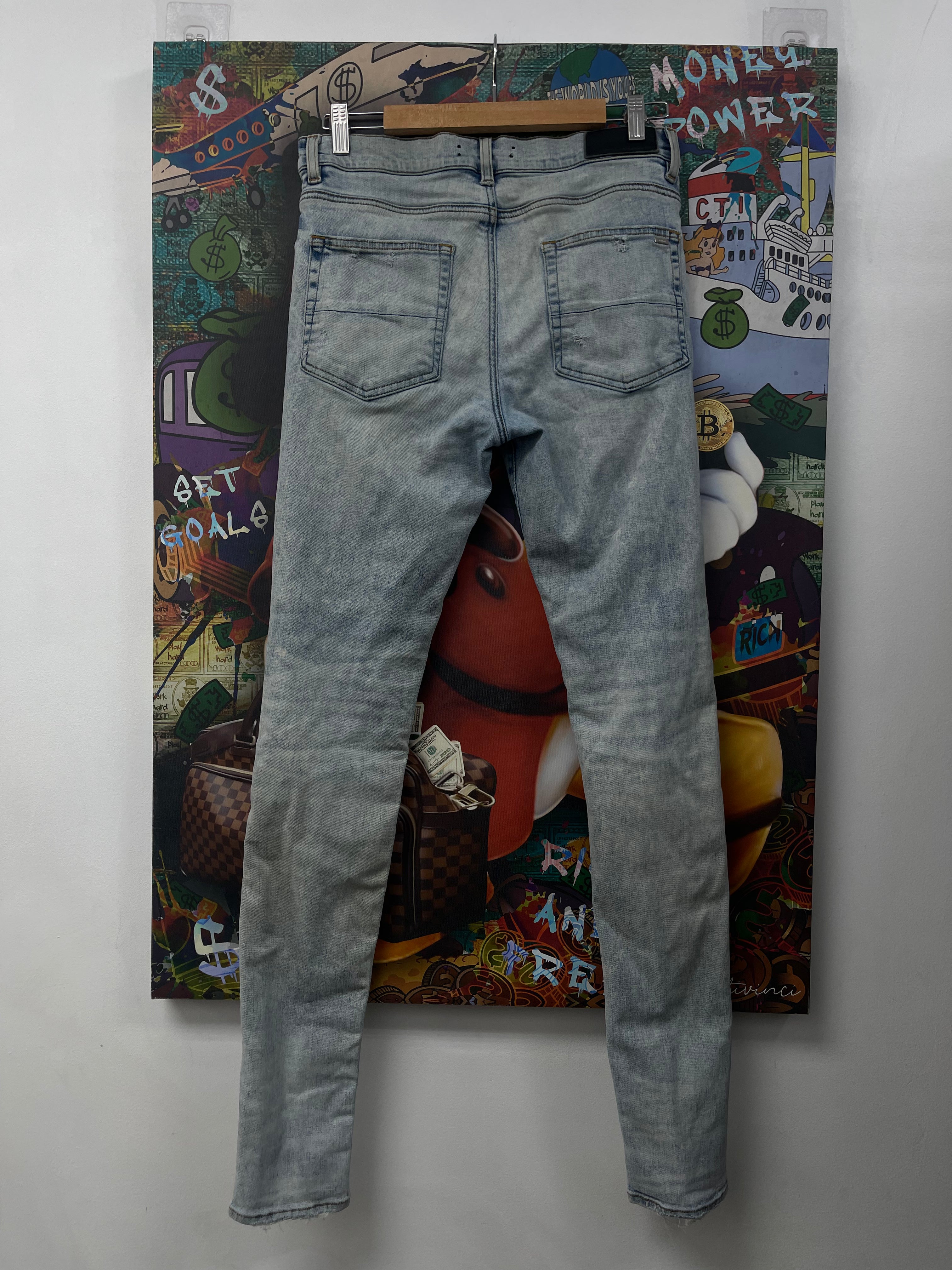 Amiri Light Wash Pajama Paisley Patchwork Jeans